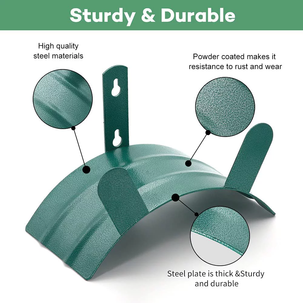 Deluxe Wall Mount Garden Hose Hanger Duty Metal Hose Holder Easily Holds 125 3/4’’ Hose