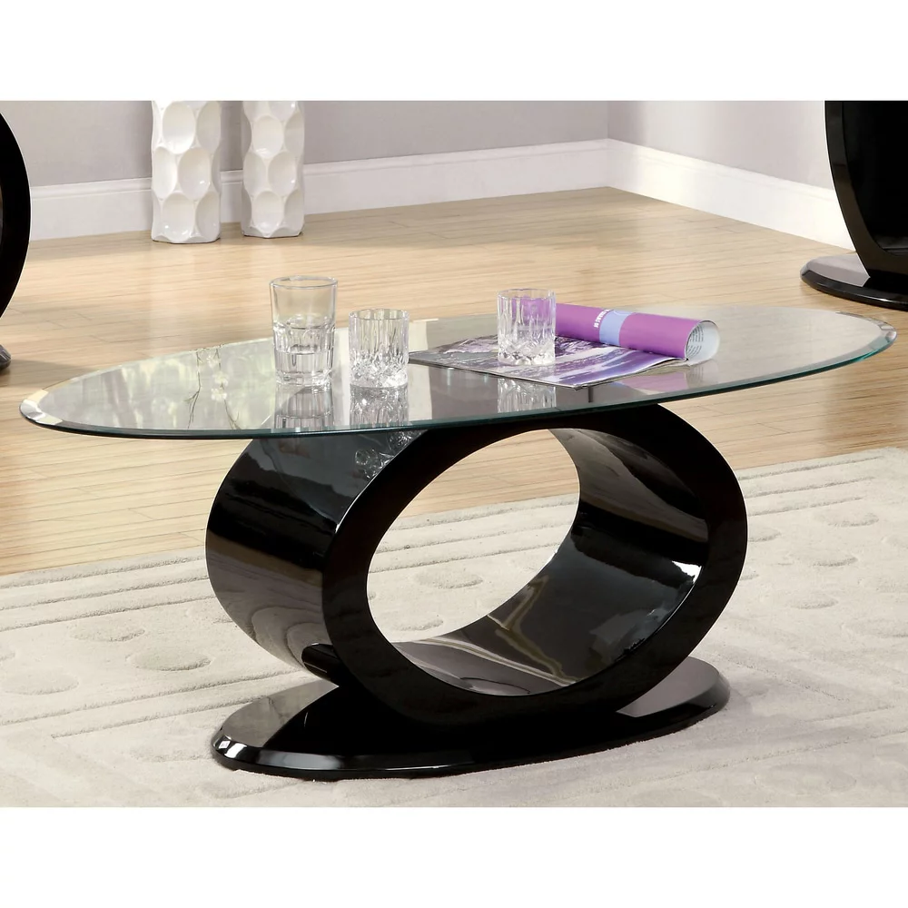 Furniture of America Opelle Modern 47-inch Glass Top O-shaped Coffee Table by  White