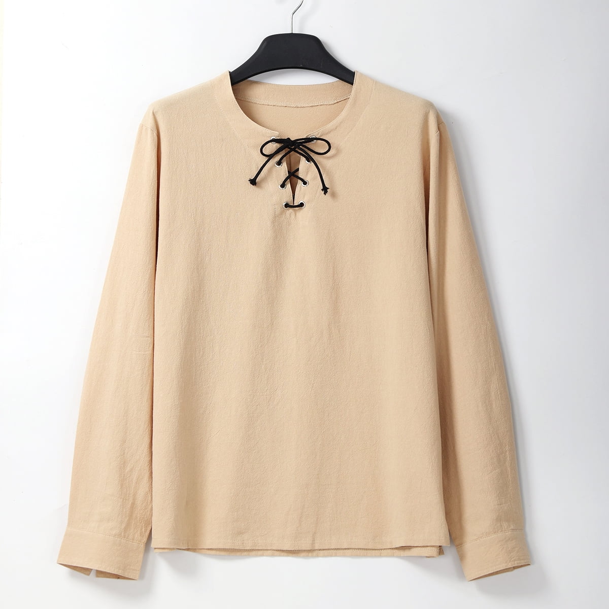 BLESSUME Mens Pirate Shirt Vampire Renaissance Medieval Medieval Viking Pirate Linen Top Shirt Cosplay Lace-Up Tee