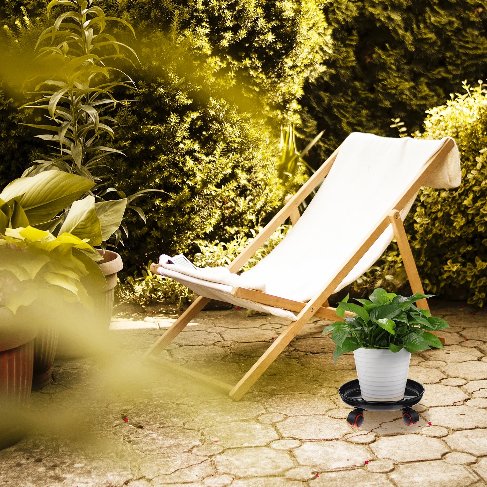 Guichaokj Pulley Flower Pot Holder Planter Base Flower Pot Mover Plant Stand with Wheels