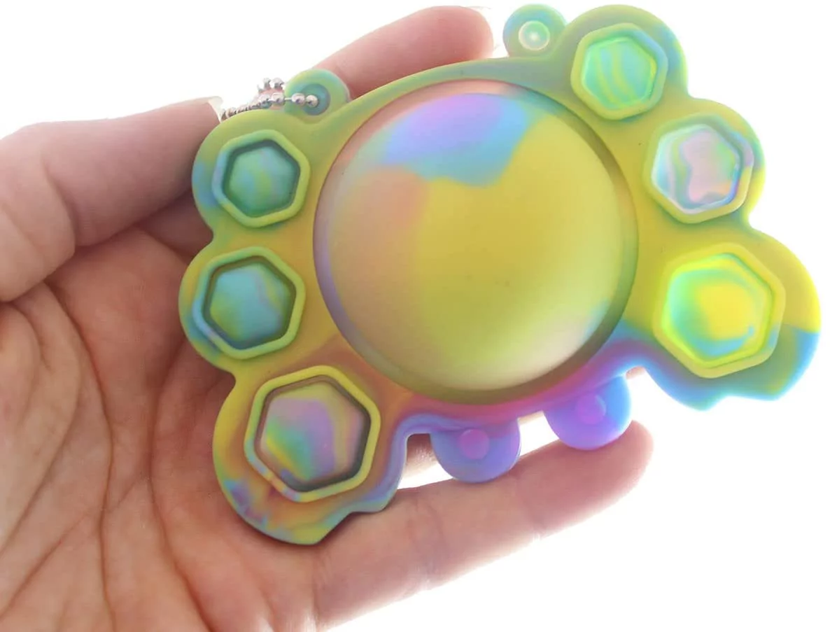 2 Crab Bubble Pop Fidget Toy - Flip Inside Out Happy Sad - Ocean Sea Animal Silicone Push Poke Bubble Wrap Fidget Toy - Pop the Bubbles Down - Sensory Stress Toy OT (Random Colors)