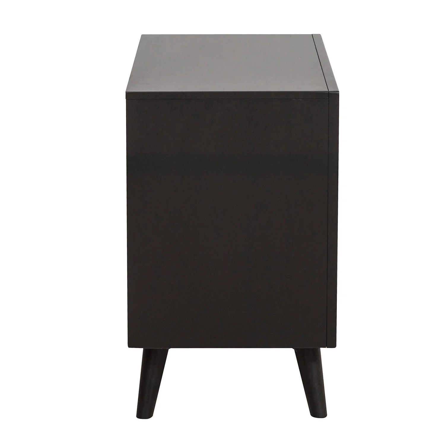 Stylish Two-Tone Finish Bedroom Nightstand Walnut Veneer Wood Retro Design 3 Drawers Tapered Legs