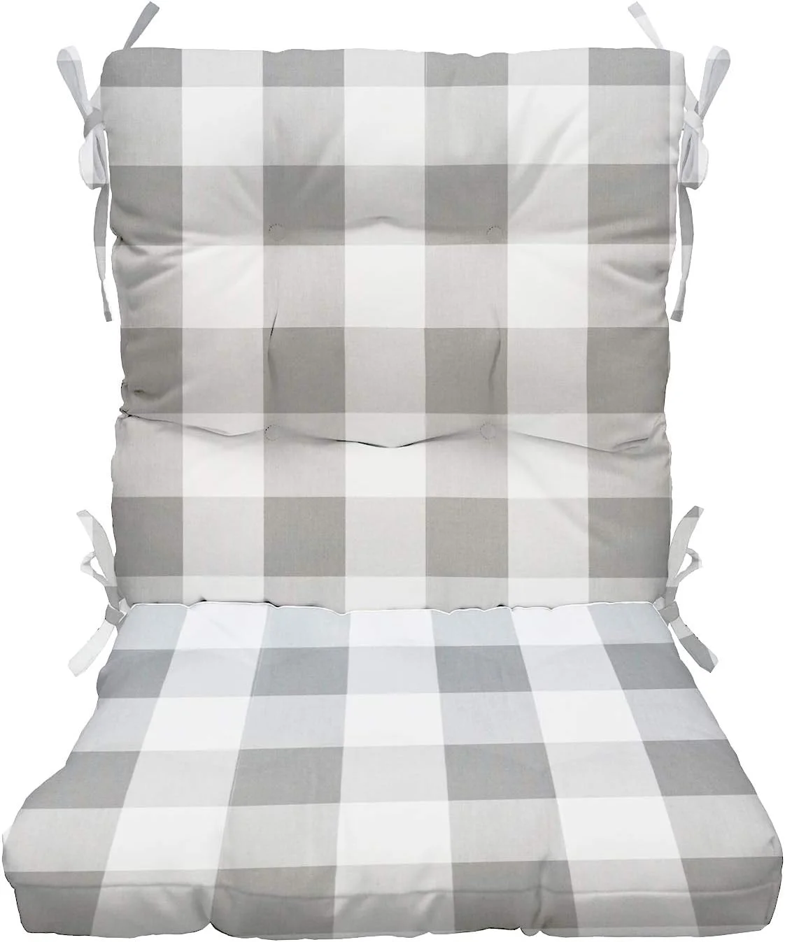RSH Décor Indoor Outdoor Tufted Back Chair Cushion, Choose Color (Grey Buffalo Plaid)