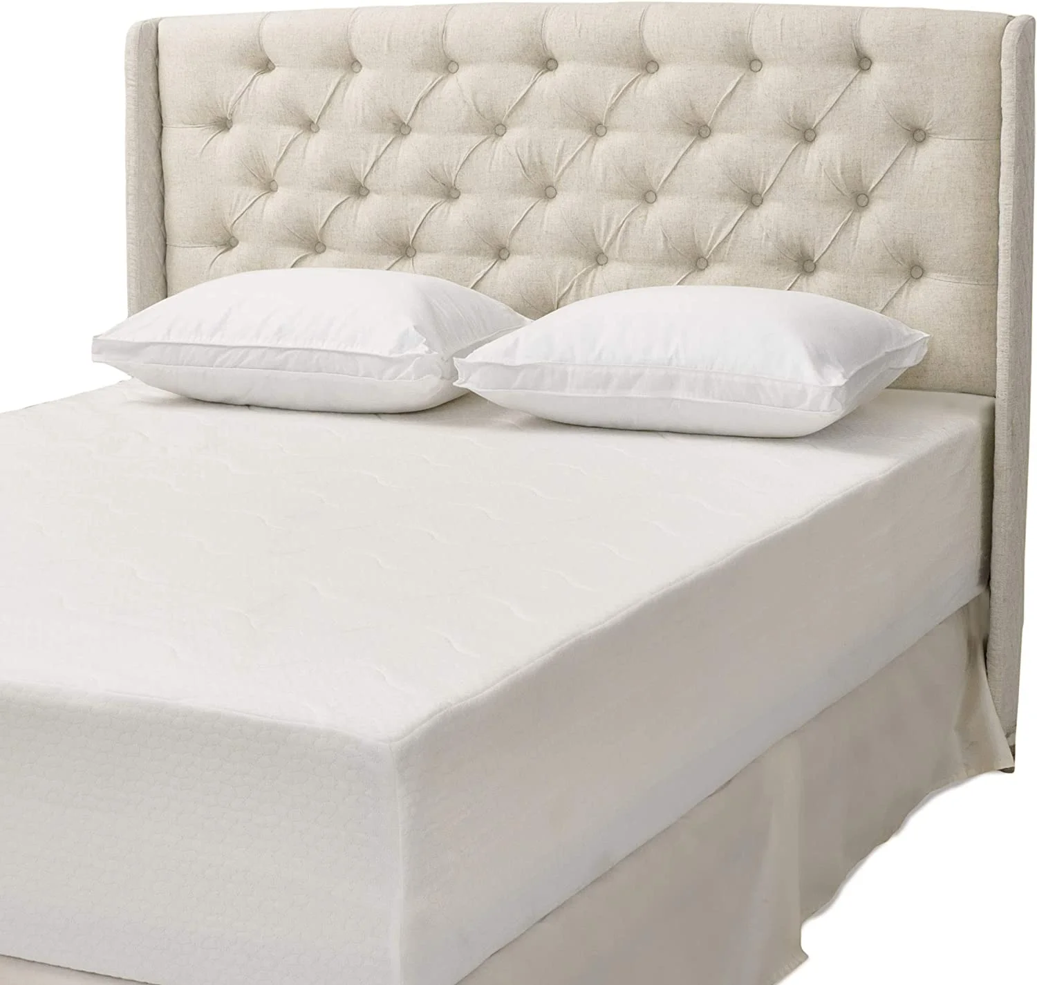 HYUN Lidia Tufted Fabric Headboard, Queen / Full, Eggshell