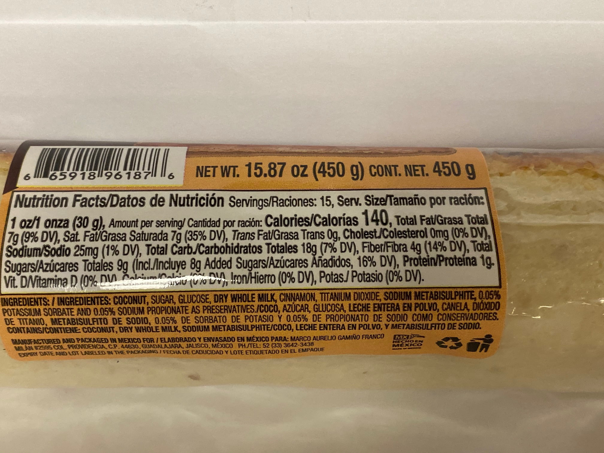 MDM COCONUT CANDY ROLL LARGE 15.87OZ (450G) ROLLO DE DULCE DE COCO