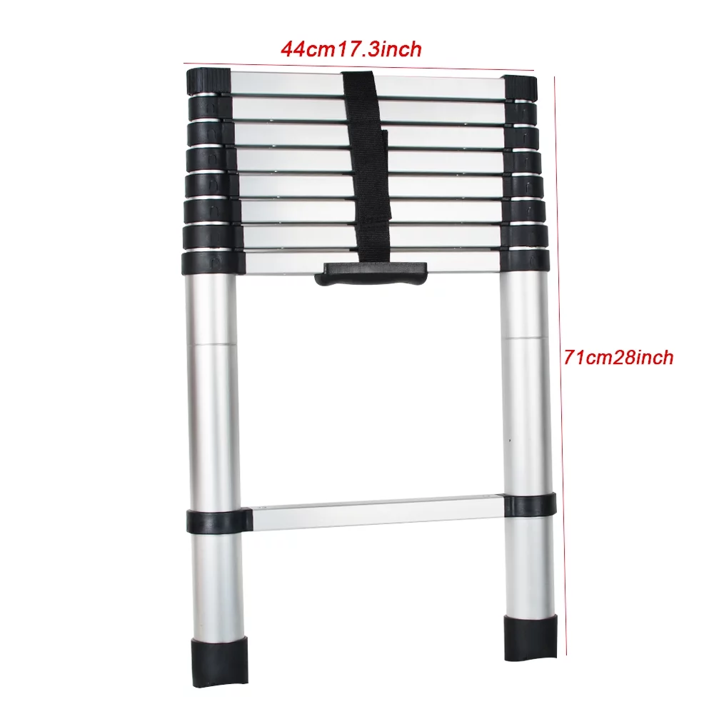 8.5FT Telescopic Ladder Extension Aluminum Ladder Folding Multi Purpose One-Button Retraction Non-Slip Ladder Load 330lbs