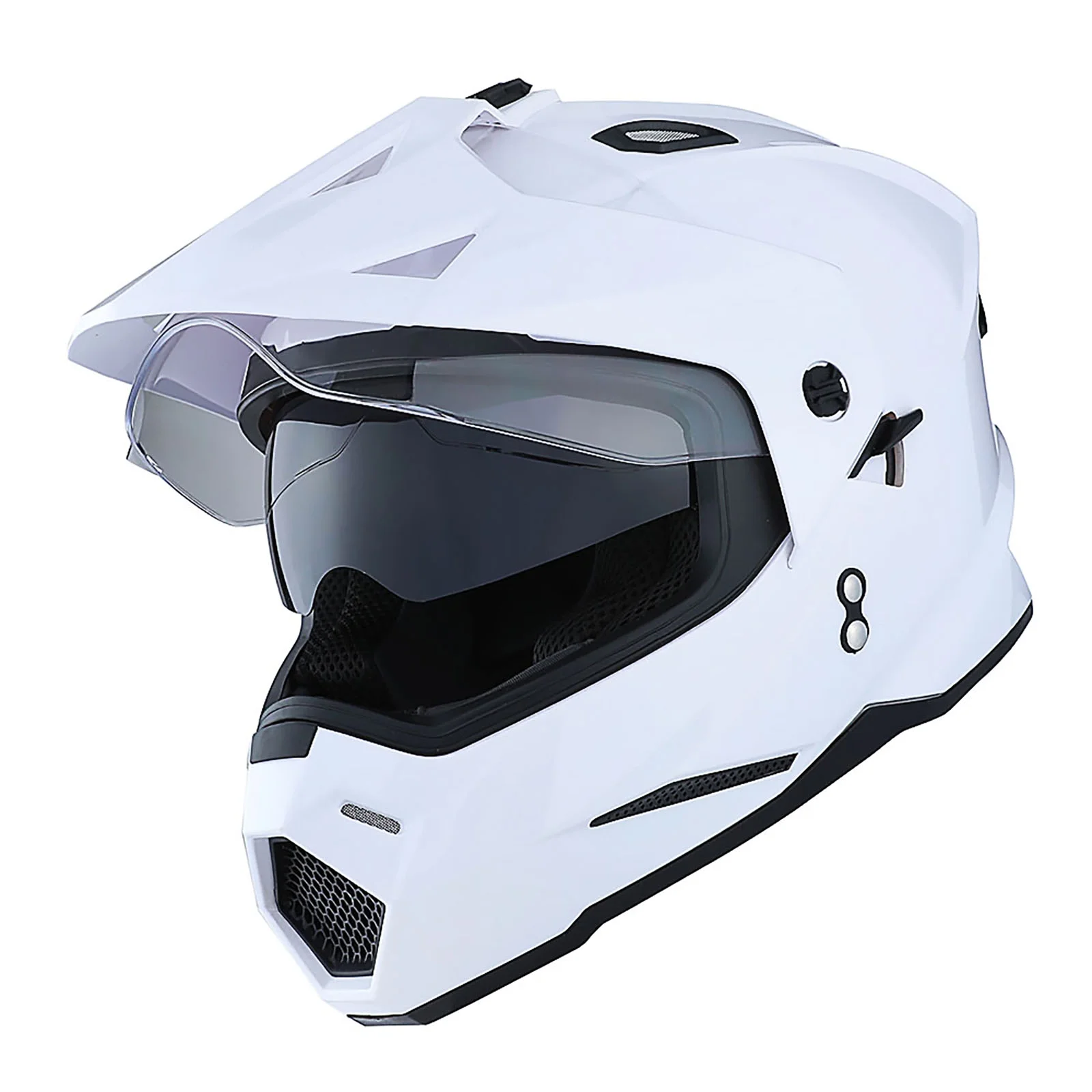 1Storm Adult Motorcycle Motocross Dual Sport Off Road Full Face Dual Visor Helmet F802CLS Glossy White