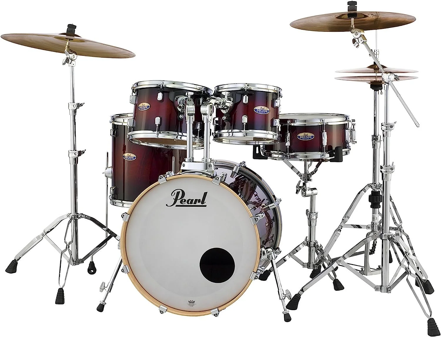 Pearl Decade DMP905P/C261 5 Piece Drum Shell Pack, Gloss Deep Redburst