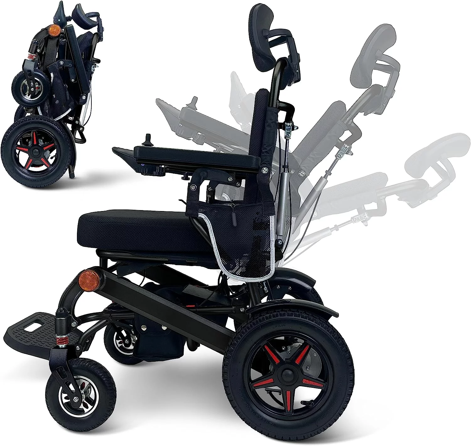 Ephesus E7 Folding Electric Wheelchair, Reclining Backrest, All-Terrain, Comfortable 18