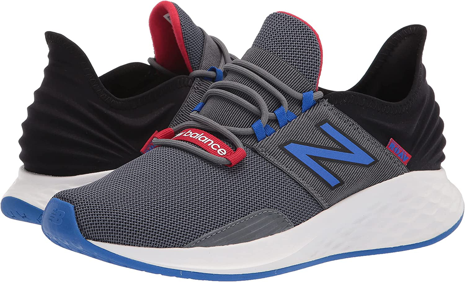 New Balance Mens Fresh Foam Roav V1 Sneaker 9.5 Lead/Cobalt/Team Red