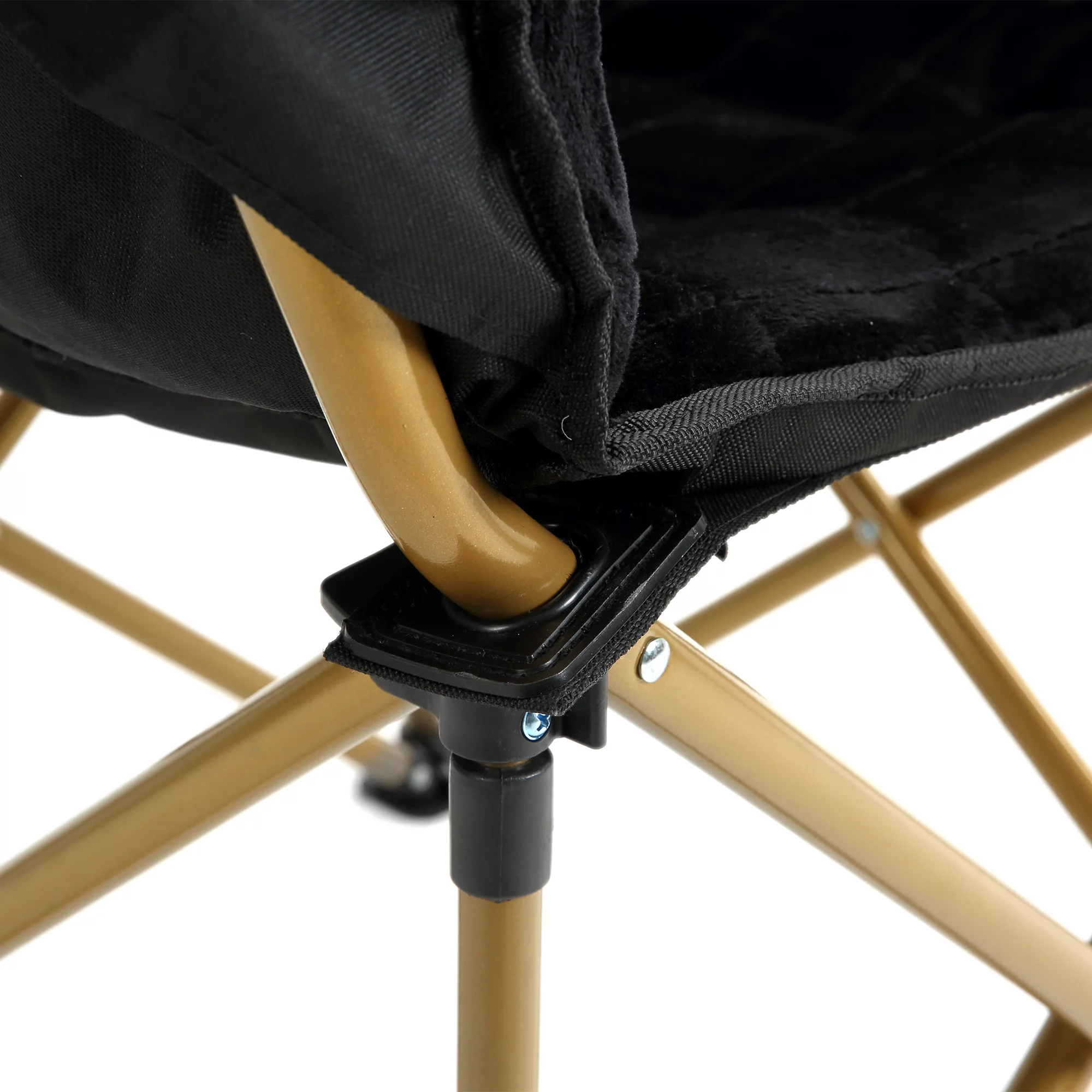 Lightweight and Foldable Faux Fur Saucer Chair with Steel Frame, Black