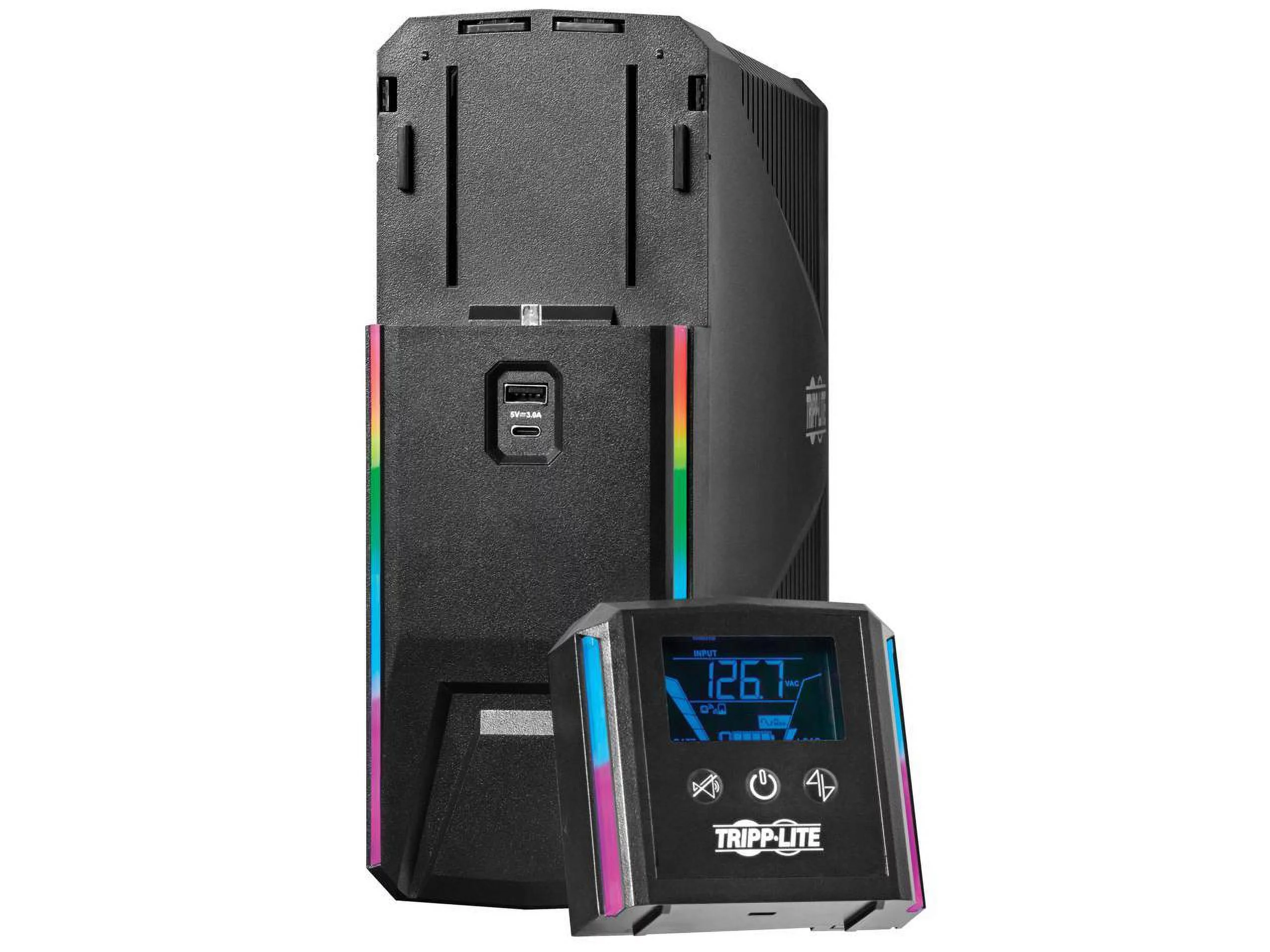 Tripp Lite UPS 1200VA 720W 120V Pure Sine Wave Gaming UPS Battery Backup - LCD, AVR, RGB LEDs, USB Charging, Power Saving