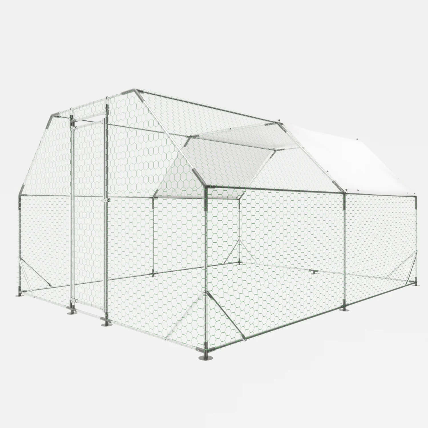 JHOOTUUO 10 ft. x 20 ft. Galvanized Large Metal Walk in  Coop Cage Farm Poultry Run Hutch Hen House