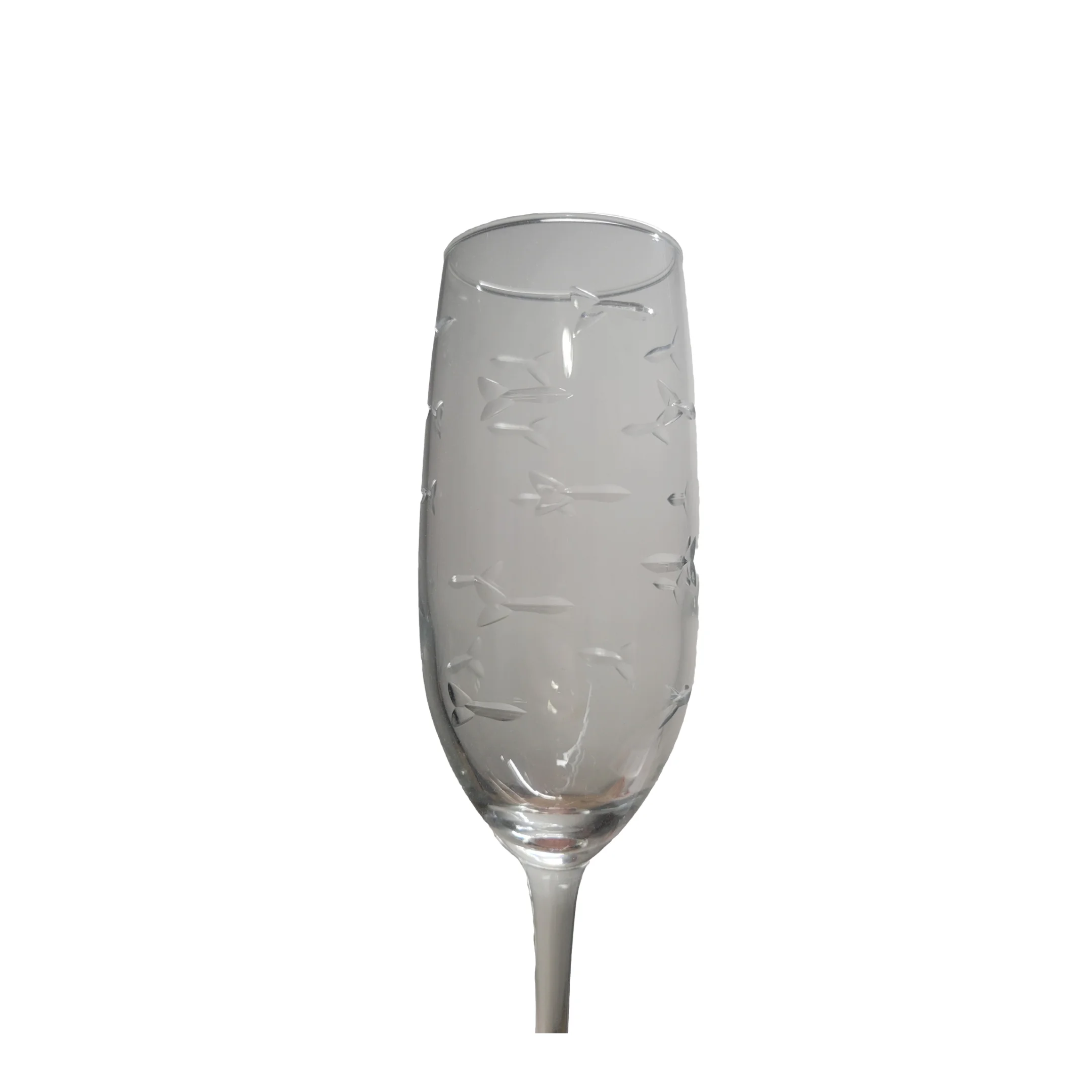 Rolf Glass Crystal Champagne Flutes, Etched School of Fish - 8oz, Sold Individually