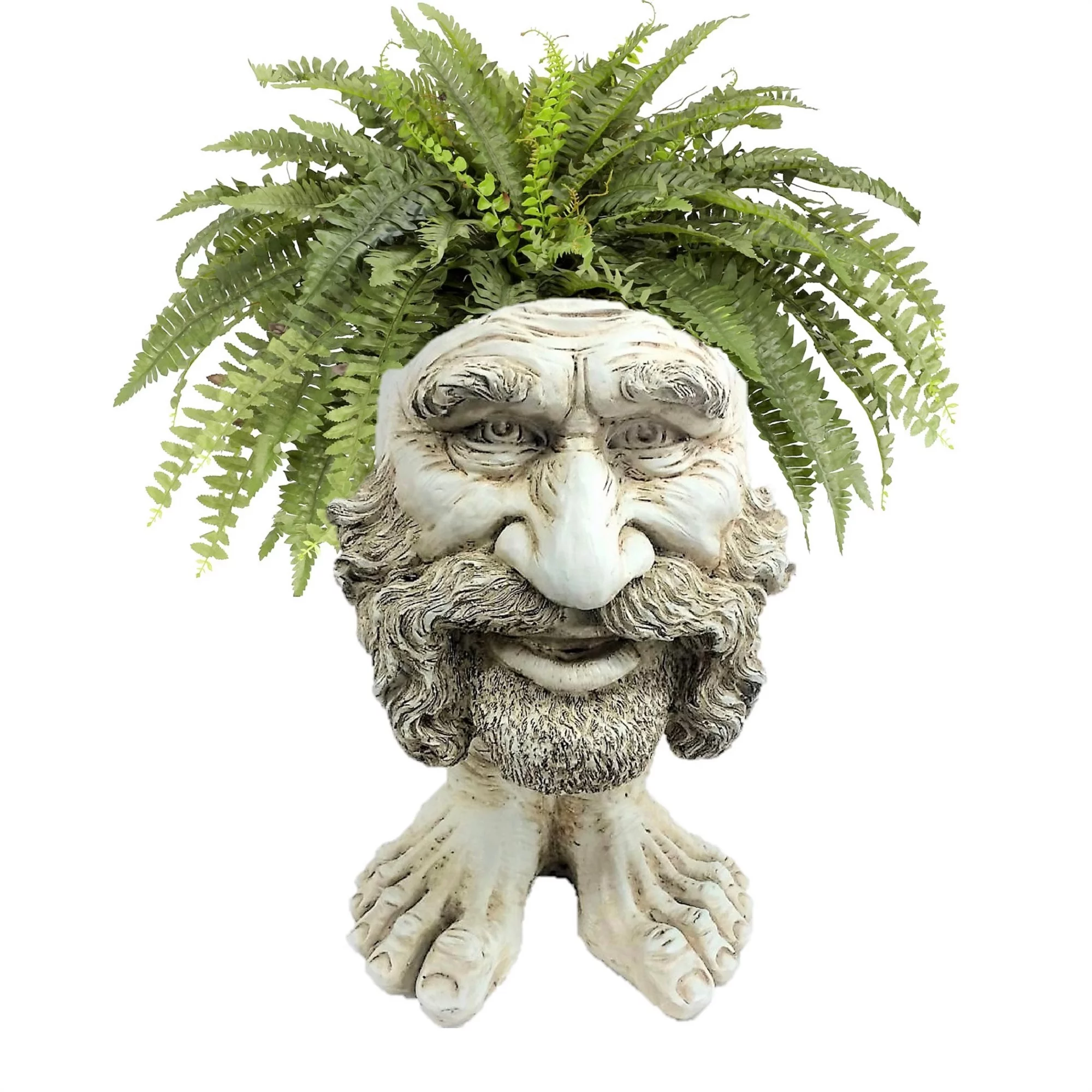 Homestyles 18 in. Antique White Axle the Muggly Face Humorous Statue Planter Holds 7 in. Pot