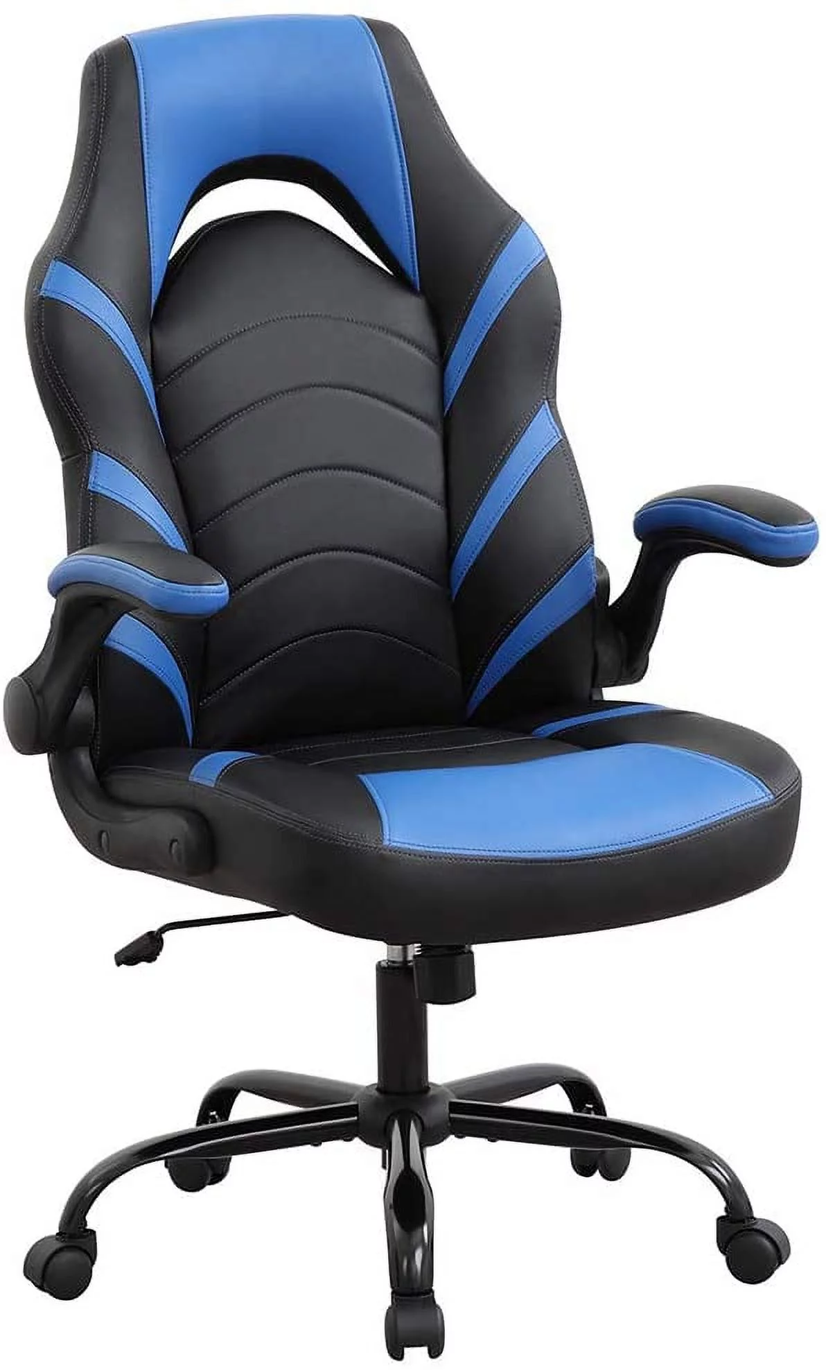 Home Office Chair PC Gaming Chair Adjustable Computer Chair with Lumbar Support PU Leather Rolling Swivel Desk Chair Ergonomic Flip-up Arms E-sport Racing Chair for Men(Blue)