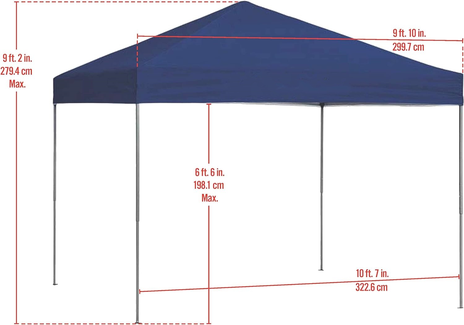 Patented 10 x 10 Pop Up Canopy EZ Open Tent. Canopy with Roller Bag and Tent Spikes for All Outdoor Activities