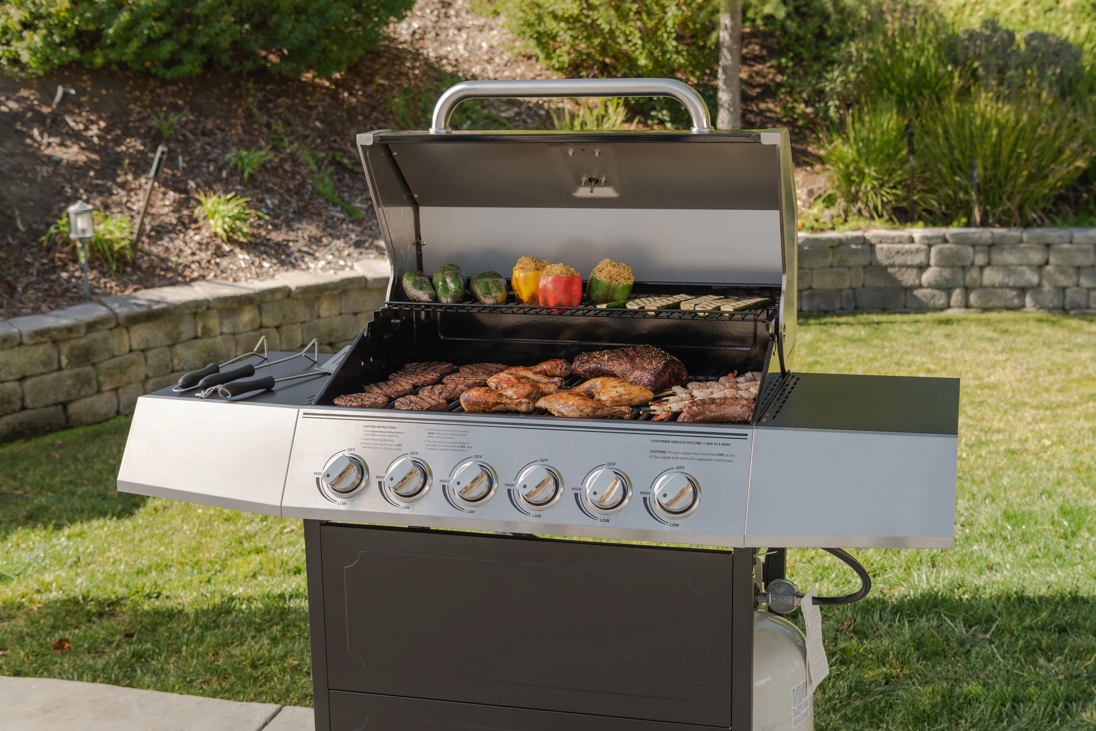 Expert Grill 6 Burner Propane Grill, Black