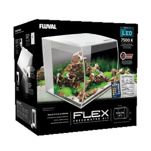 Fluval FLEX 9 Gallon Glass Aquarium Kit (White)