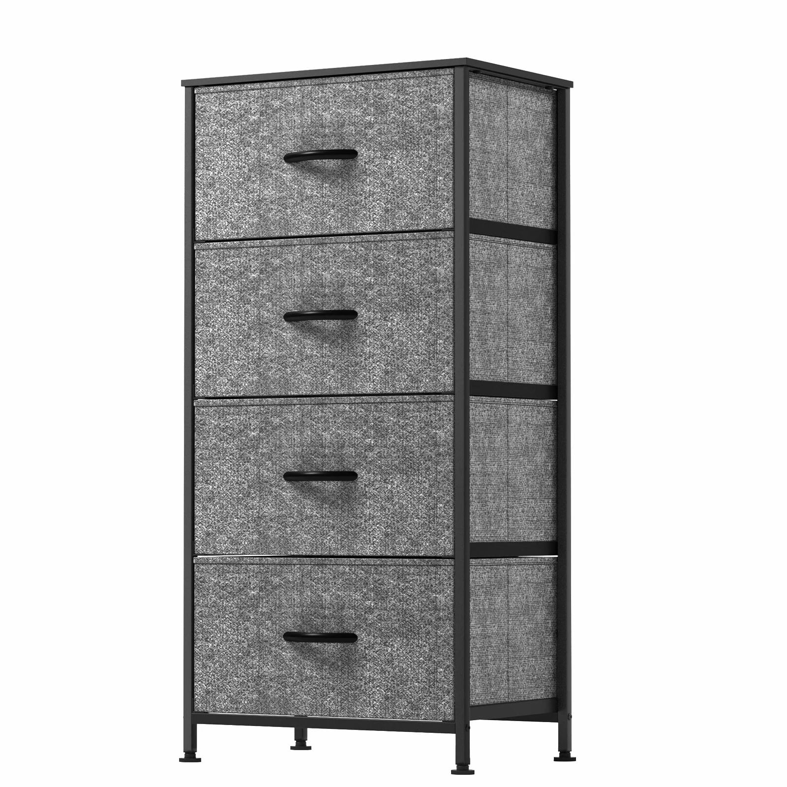 Houzzwares 4 Drawers 17.7'' W Lingerie Chest & Dresser, Simple Style Gray Fabric Storage Cabinet