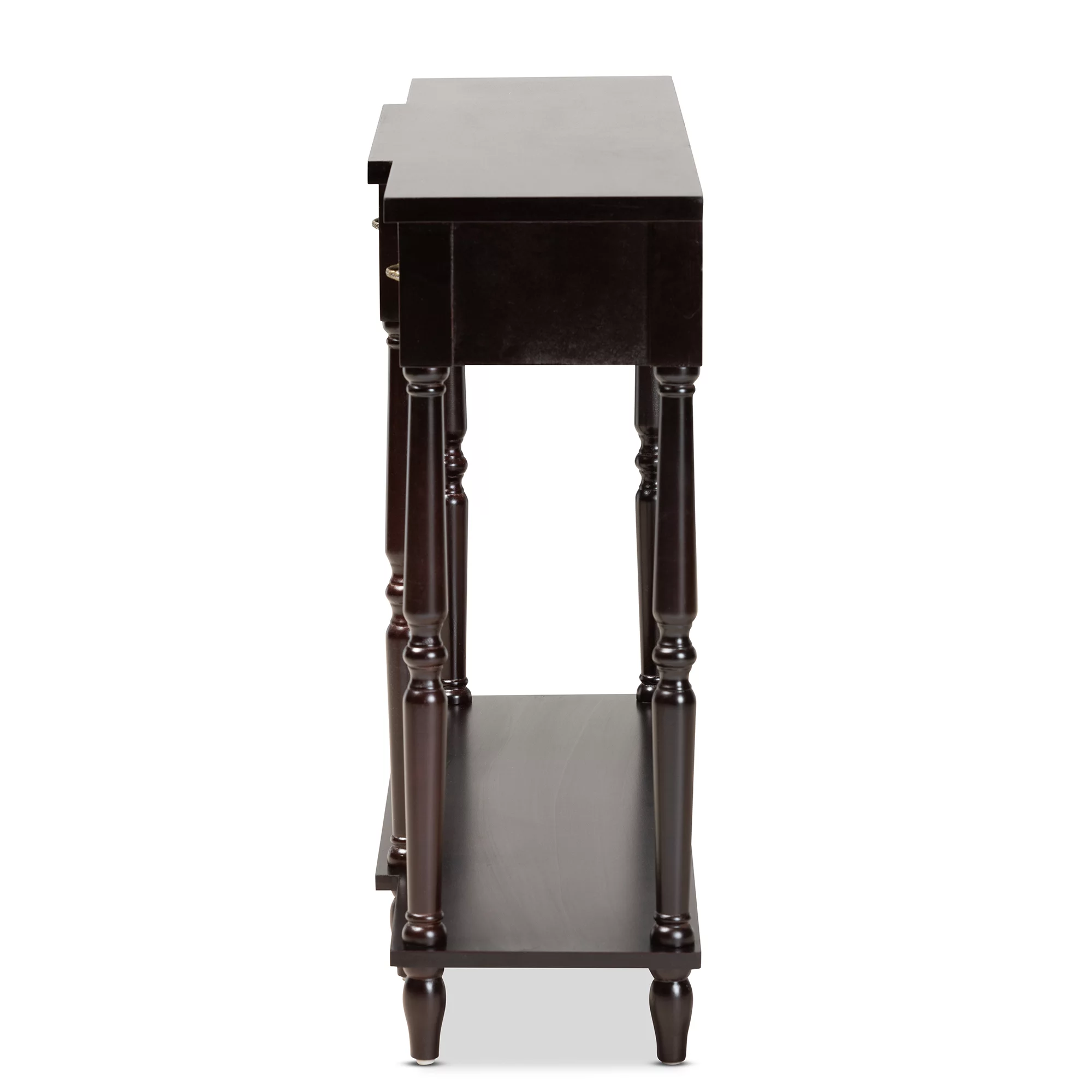 Baxton Studio Hallan Traditional Wood 3 Drawer Console Table, Dark Brown