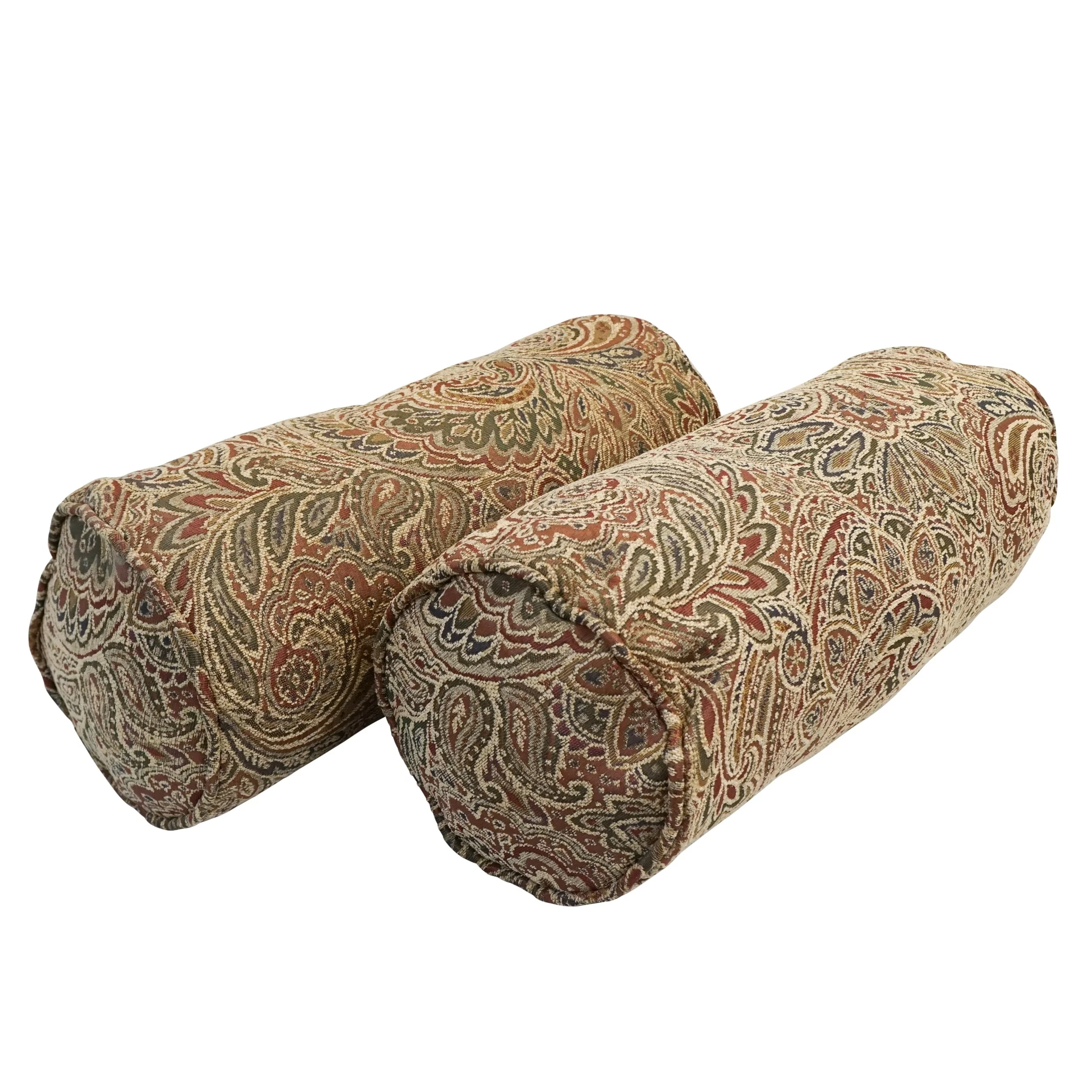 20-inch by 8-inch Double-corded Patterned Jacquard Chenille Bolster Pillows with Inserts (Set of 2) 9814-CD-S2-JCH-CO-32