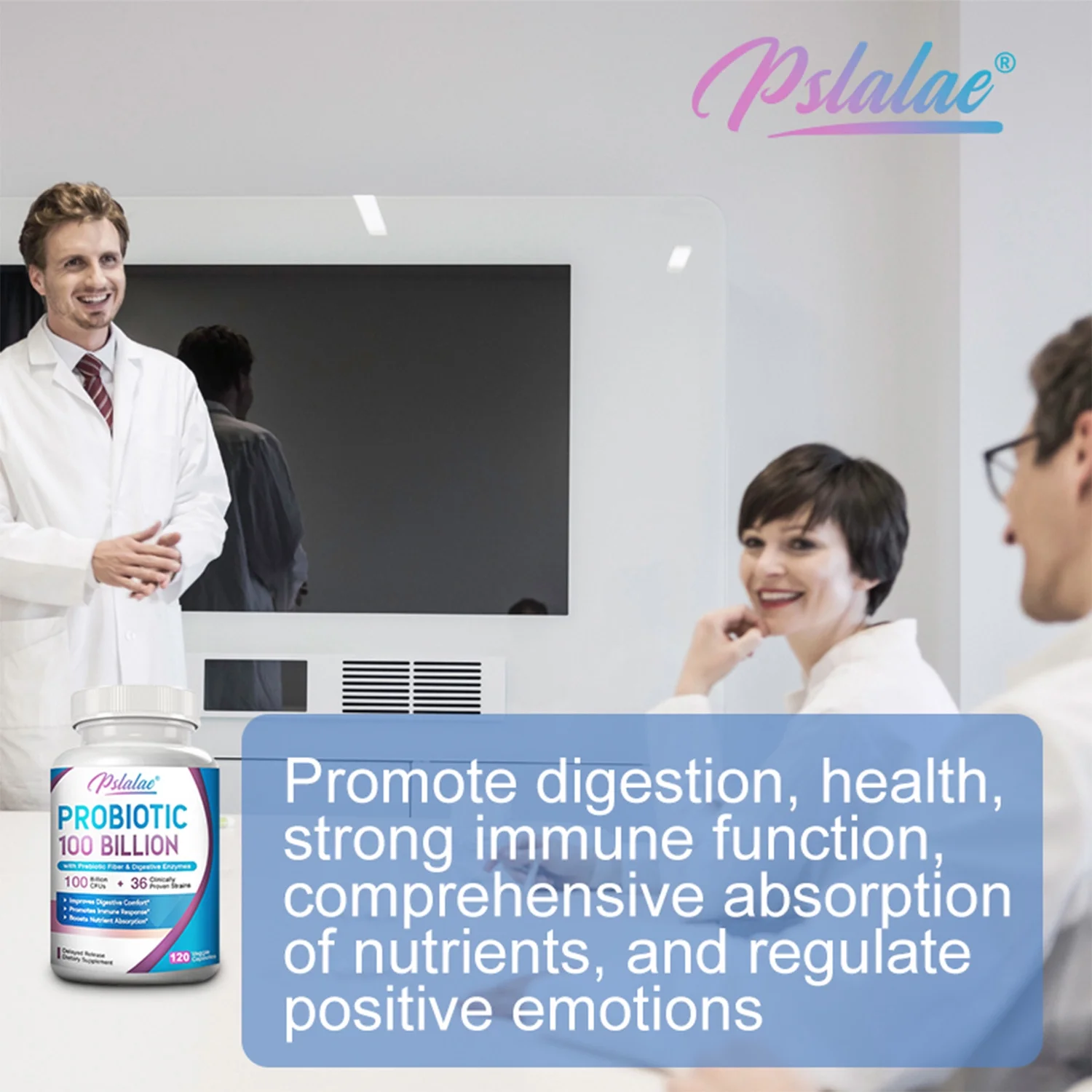 Pslalae Probiotic 100 Billion - Gut Health, Relieve Gas and Bloating - with Prebiotic (30/60/120pcs)