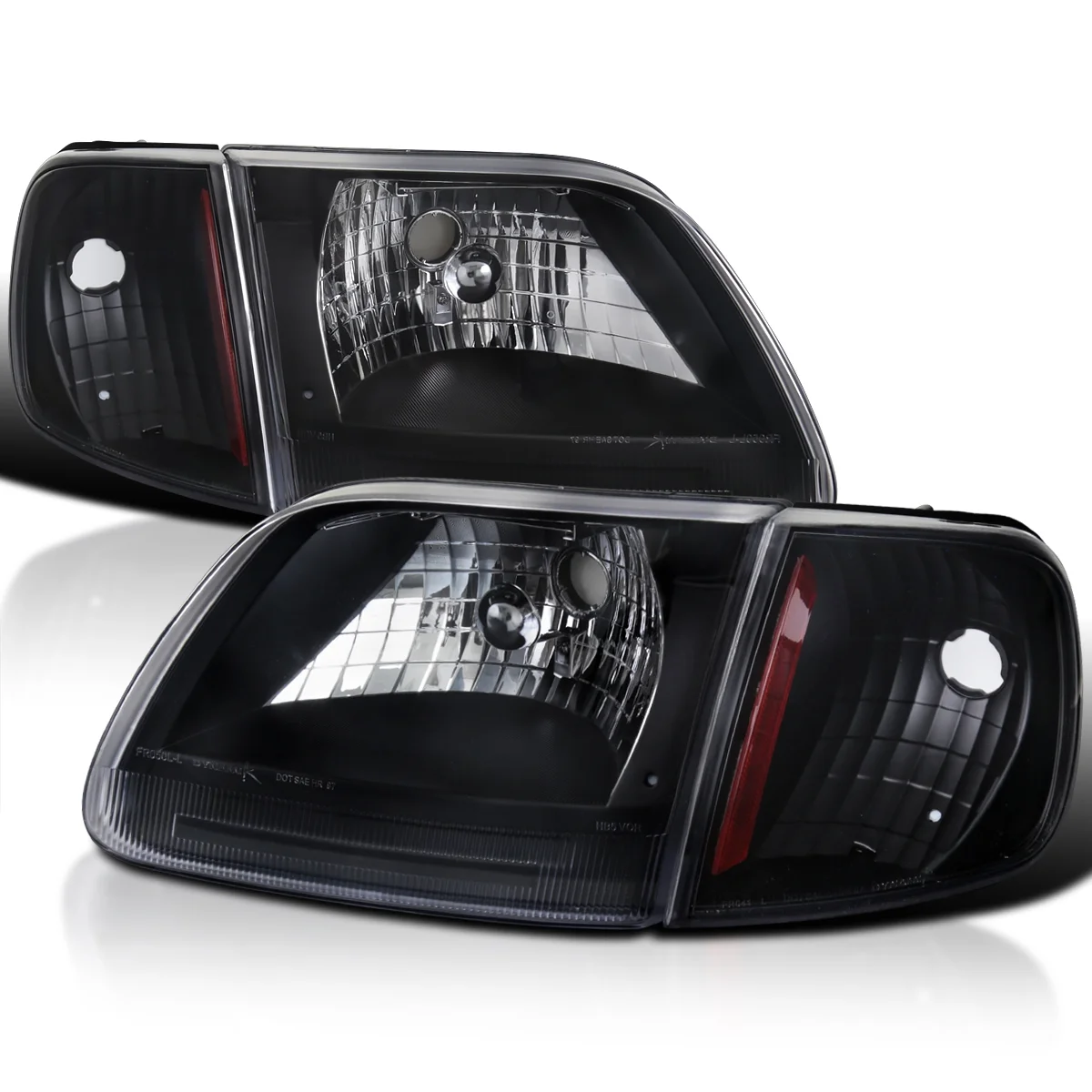 Spec-D Tuning Black Headlights + Corner Lights Compatible with 1997-2003 Ford F150/ 97-02 Expedition Head Lights Lamps Assembly L+R Pair