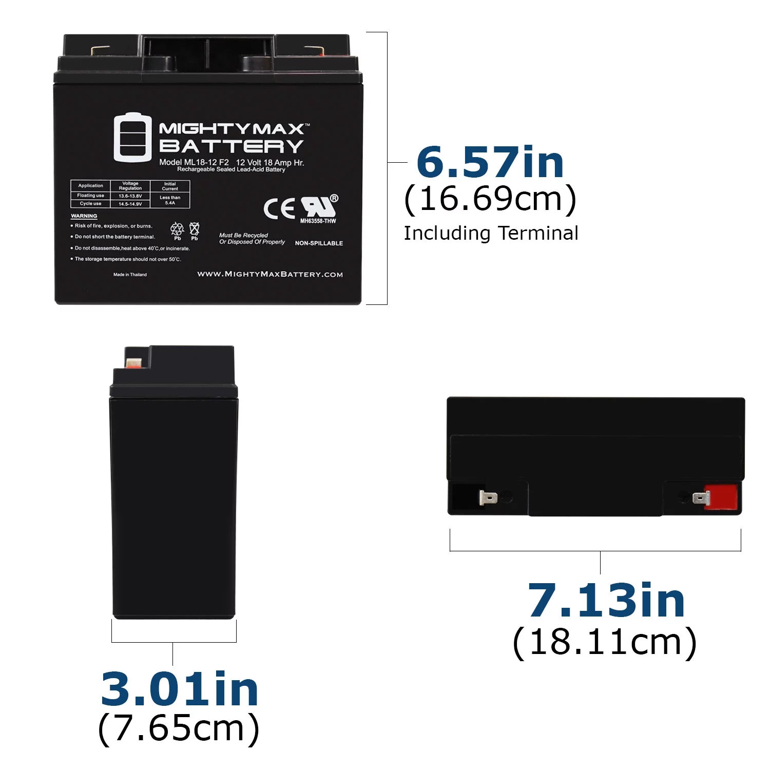 12V 18AH F2 SLA Replacement Battery for Power Sonic PS-12180
