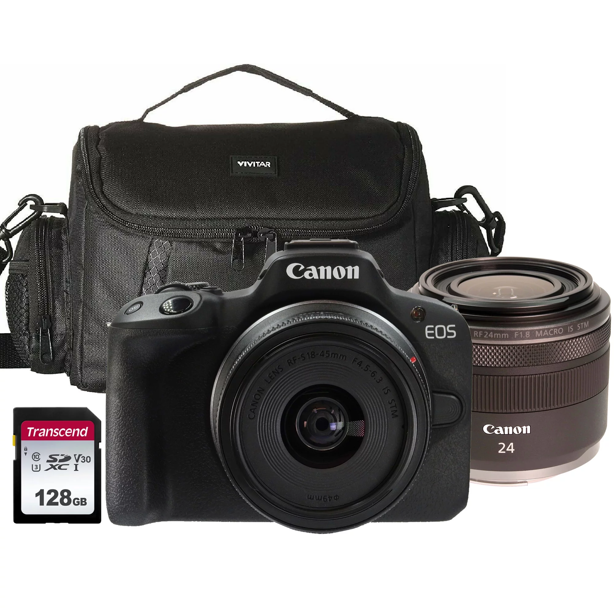 Canon EOS R50 Mirrorless Camera with 18-45mm Lens with Canon RF 24mm f/1.8 Macro IS STM Lens Kit
