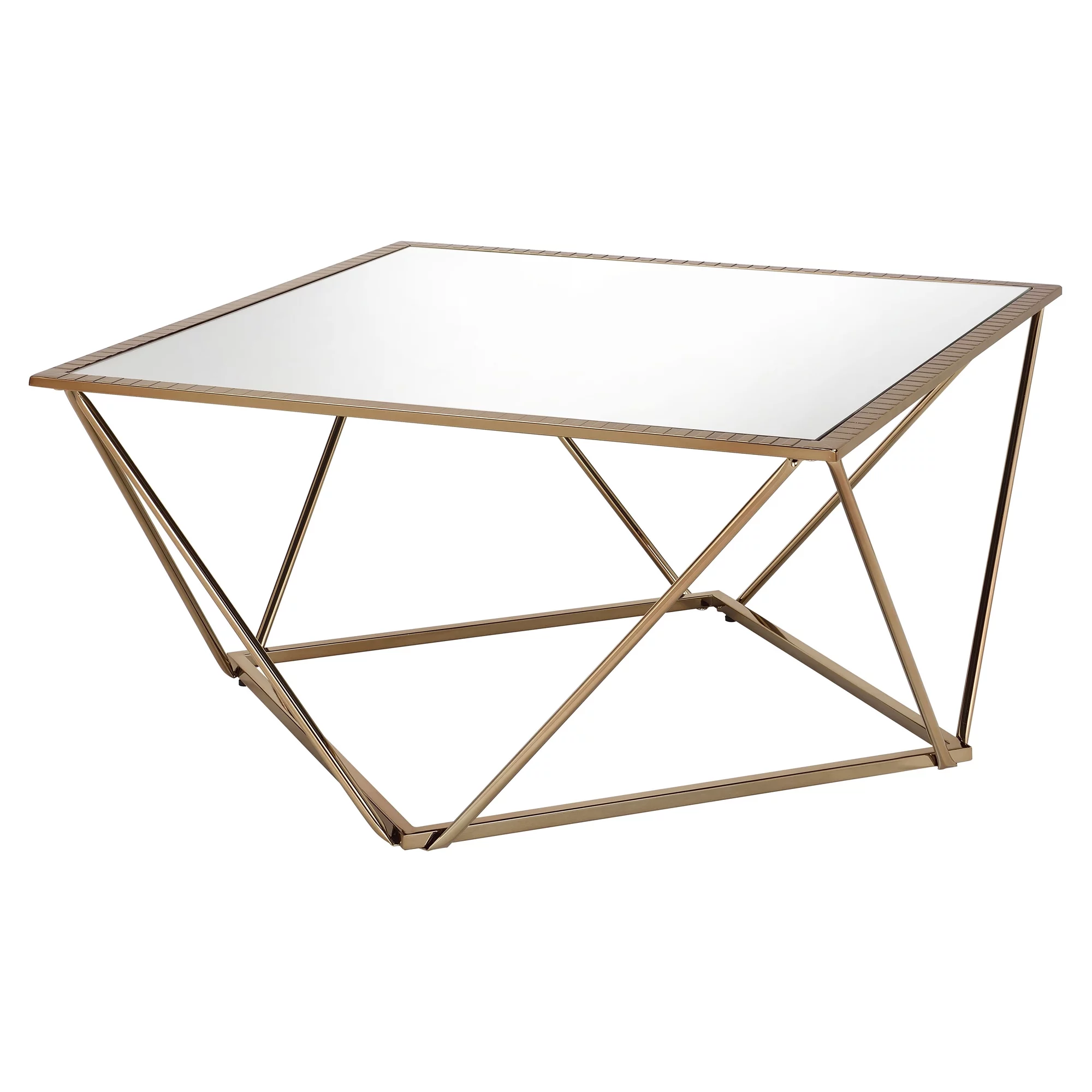 ACME Fogya Square Coffee Table in Mirrored and Champagne Gold