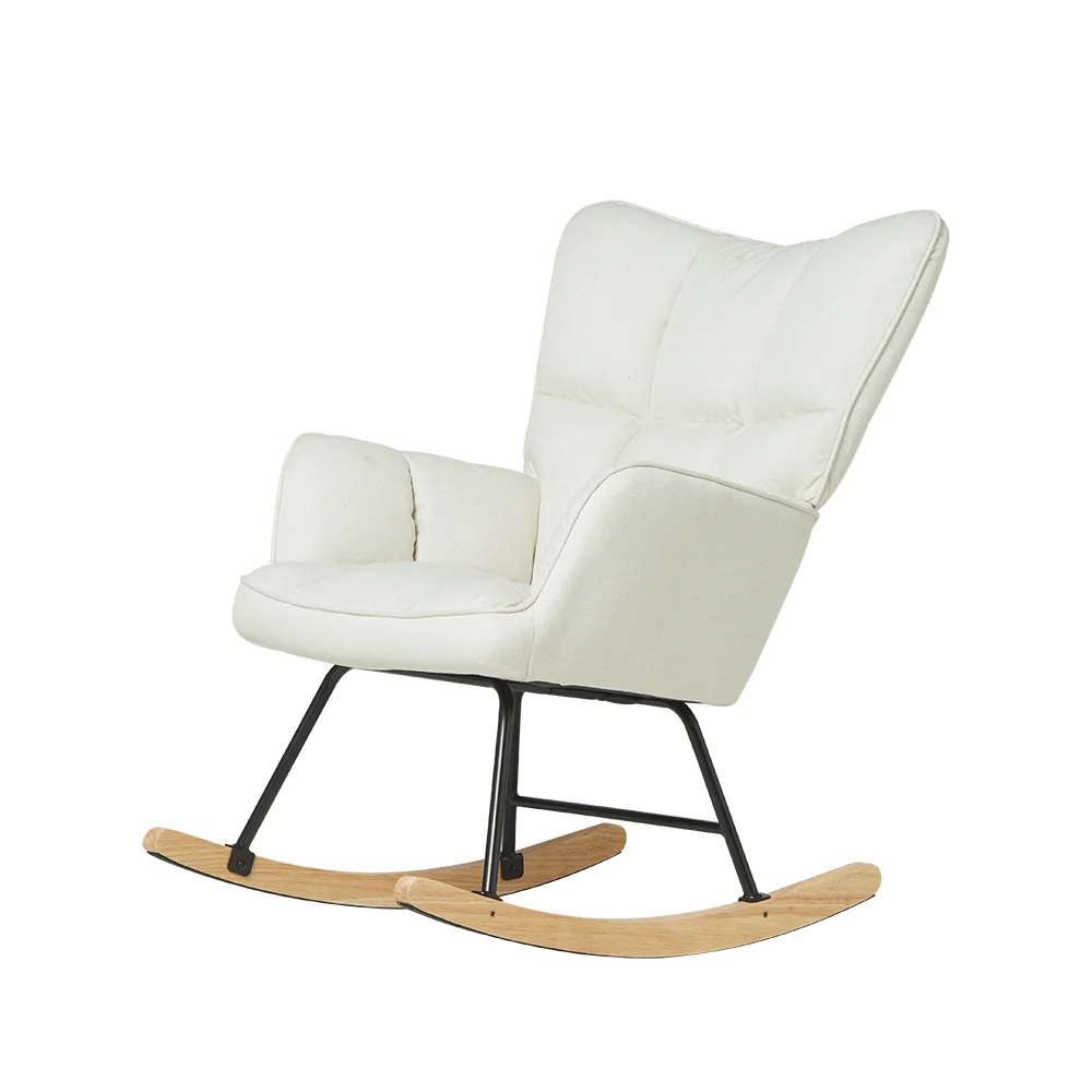 Nanyi Sherpa Teddy Rocking Chair with High Backrest, Padded Seat, Upholstered Stylish Armchair for Living Room, Bedroom