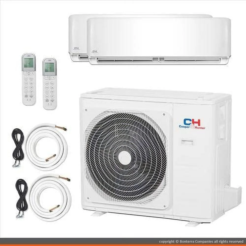 Cooper & Hunter Mini Split Air Conditioner Heat Pump 2 Zone 18000 24000 BTU