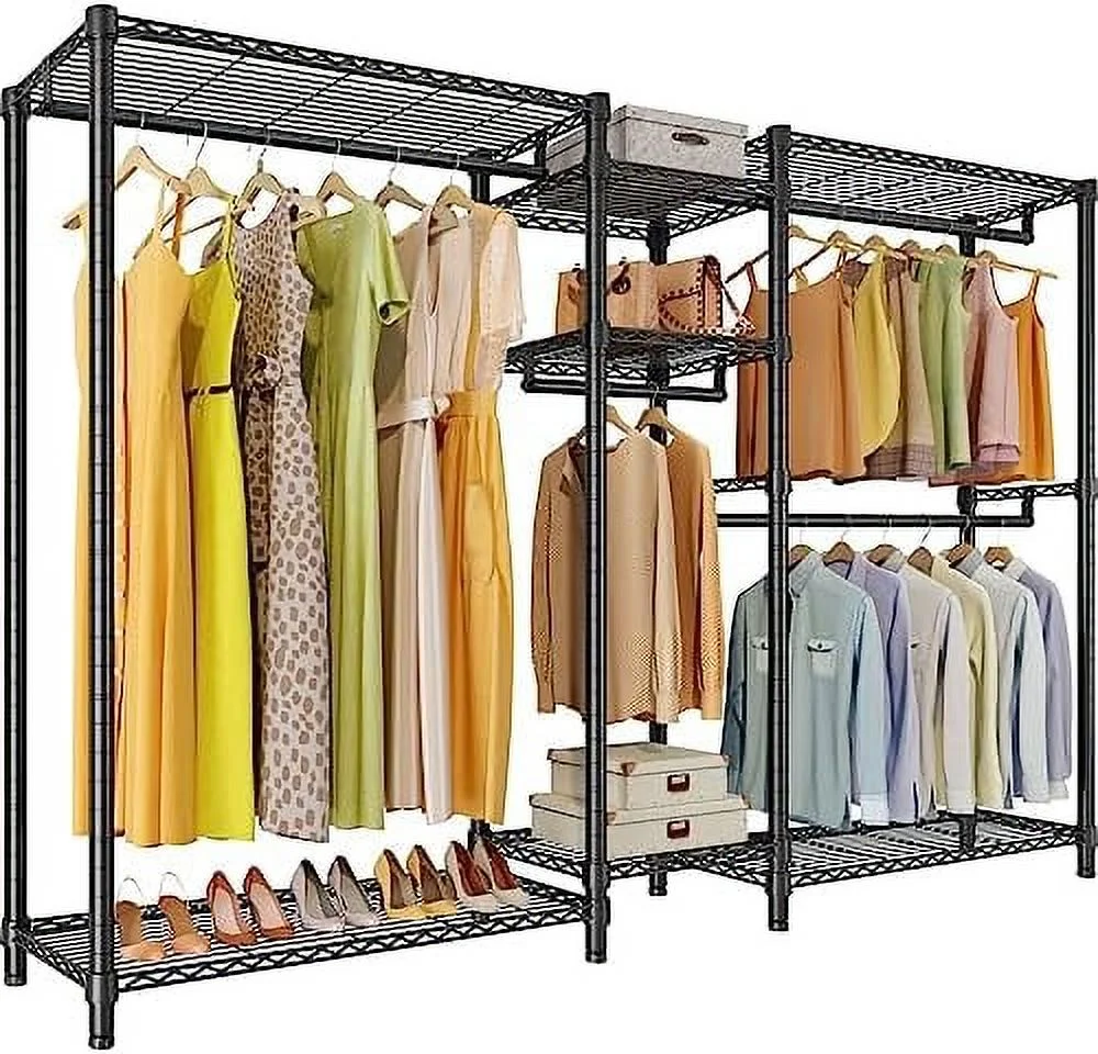 CHJGTY V6 Wire Garment Rack 5 Tiers Heavy Duty  for Hanging Clothes  Wardrobe Rack Compact Large Metal Clothing Rack Freestanding Closet  Rack  Max Load 780LBS  White