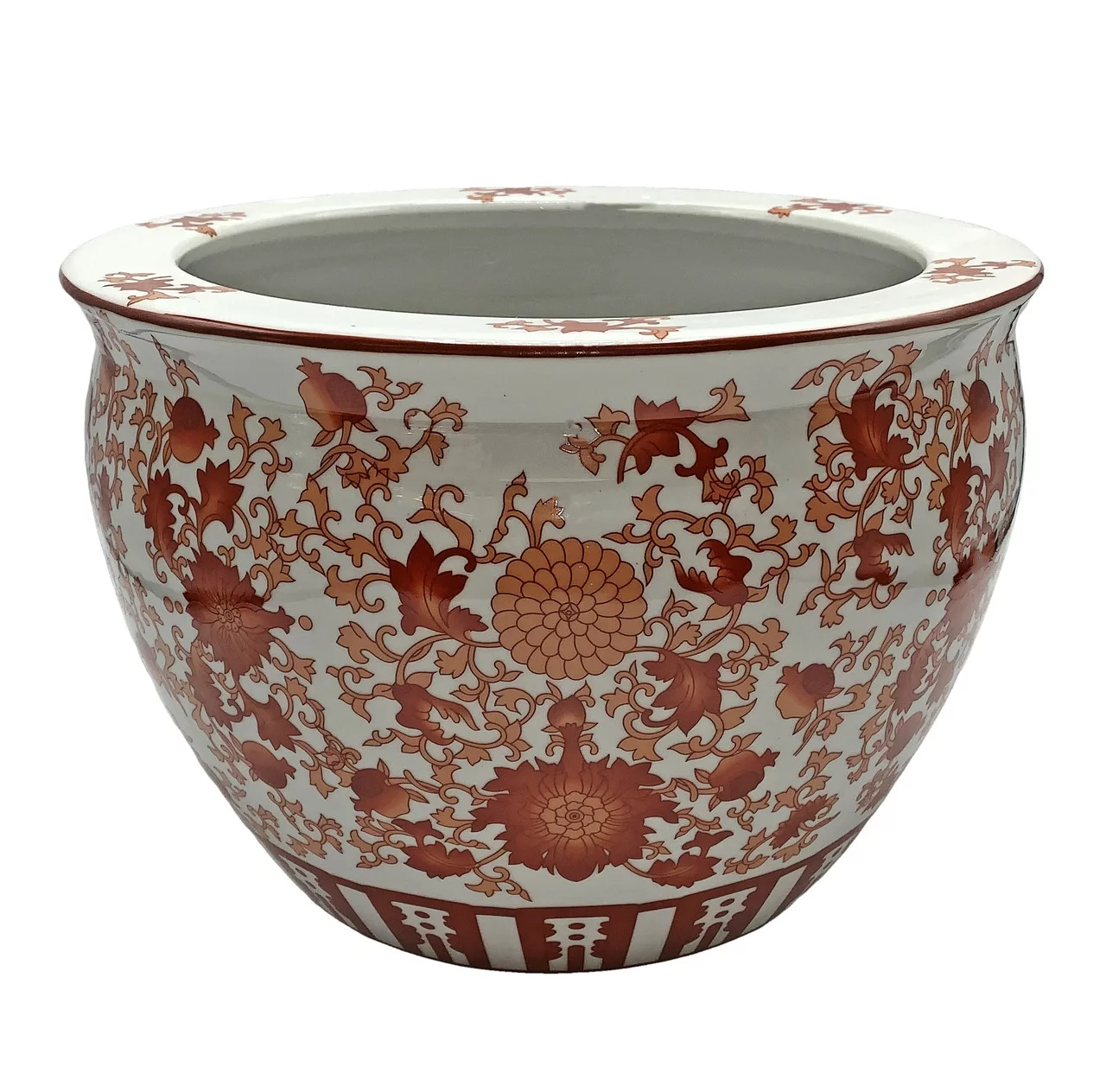 Oriental Fish Bowl Red Coral Pattern (10