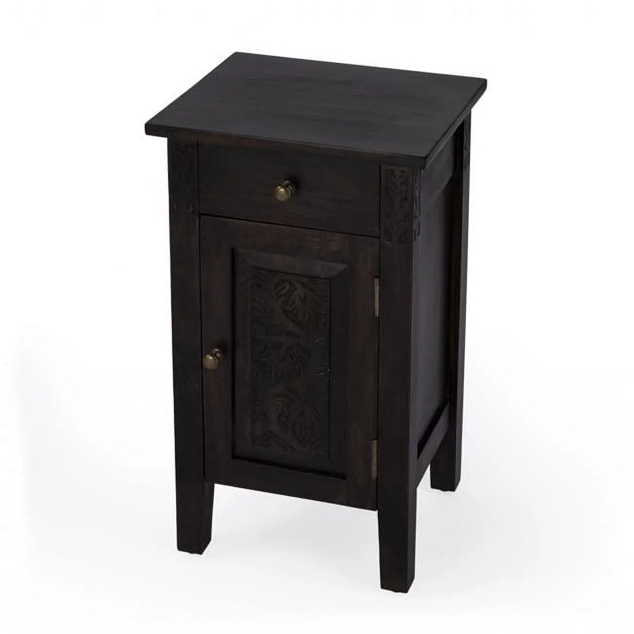 24 x 14 x 12 in. Natural Brown Solid Wood End Table with Door & Drawers