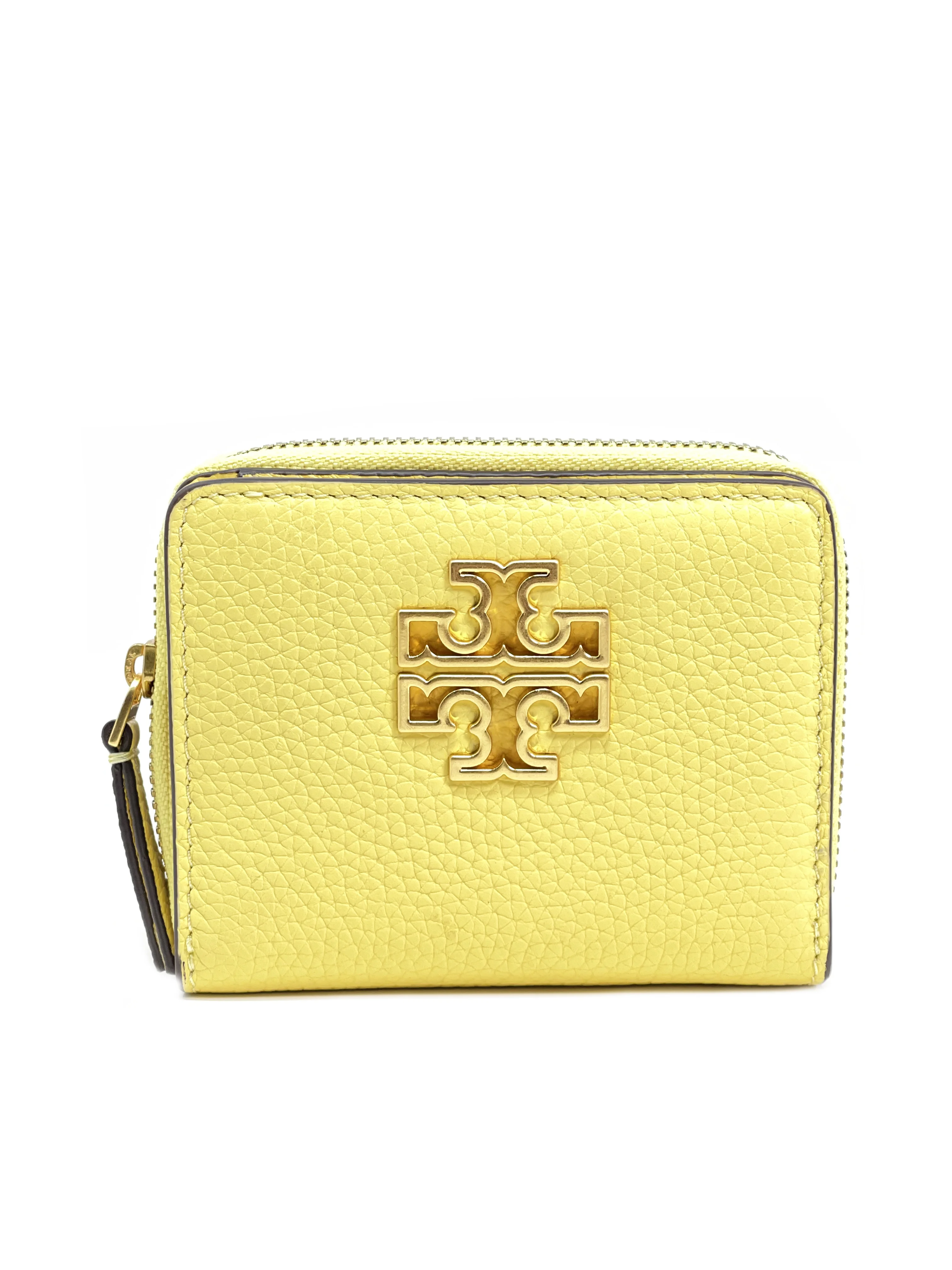 Tory Burch Women's Britten Pebbled Leather Mini Wallet (Chardonnay)