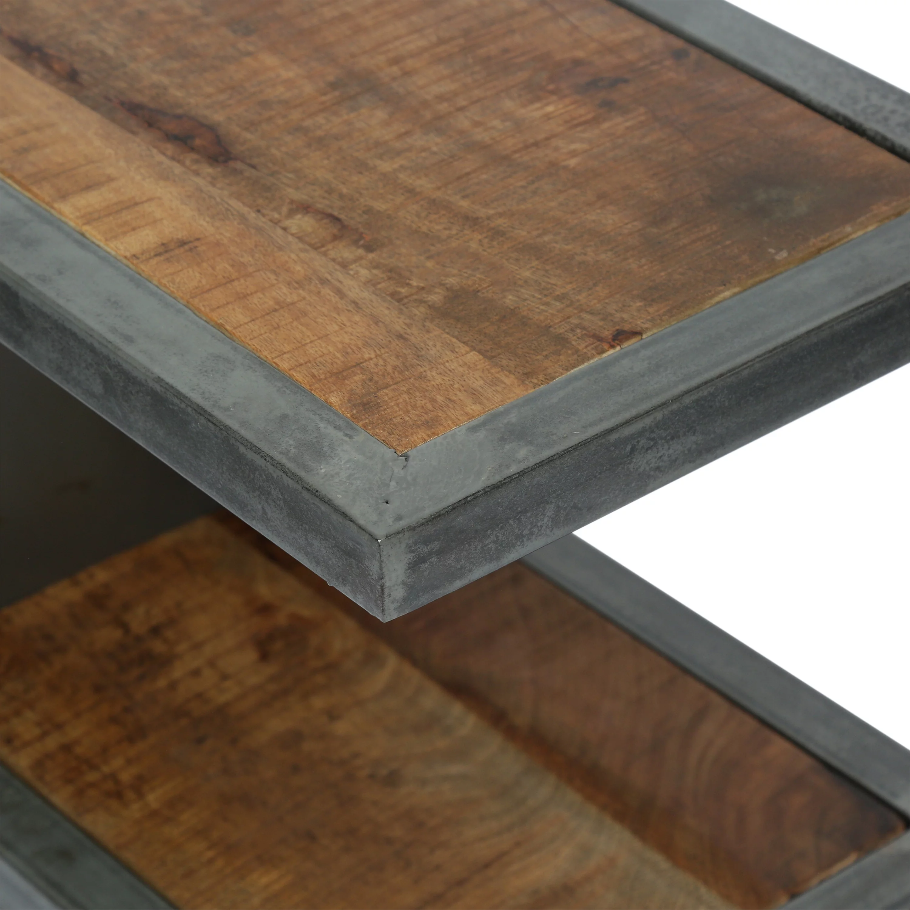 GDF Studio Clary Modern Industrial Handcrafted Mango Wood Side Table, Natural and Gray