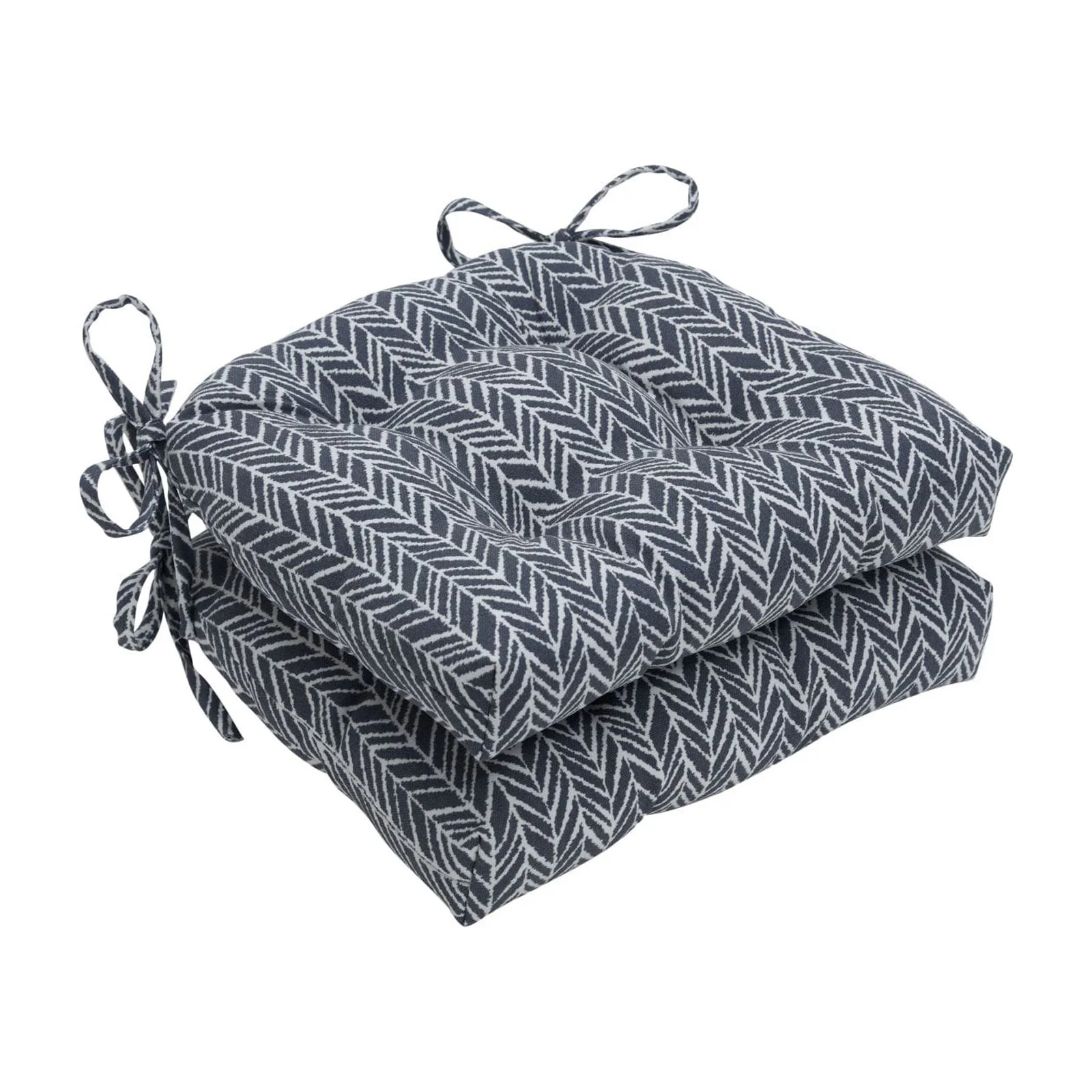 Pillow Perfect Indoor/Outdoor Herringbone Reversible Chair Pad - Set of 2