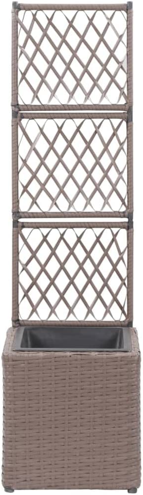 Garden Trellis Planter with 1 Pot | Rattan Garden Raised Bed with Trellis | Planter Box for Patio Backyard Yard Outdoor Vine Climbing Plants Flowers | Brown Poly Rattan 11.8