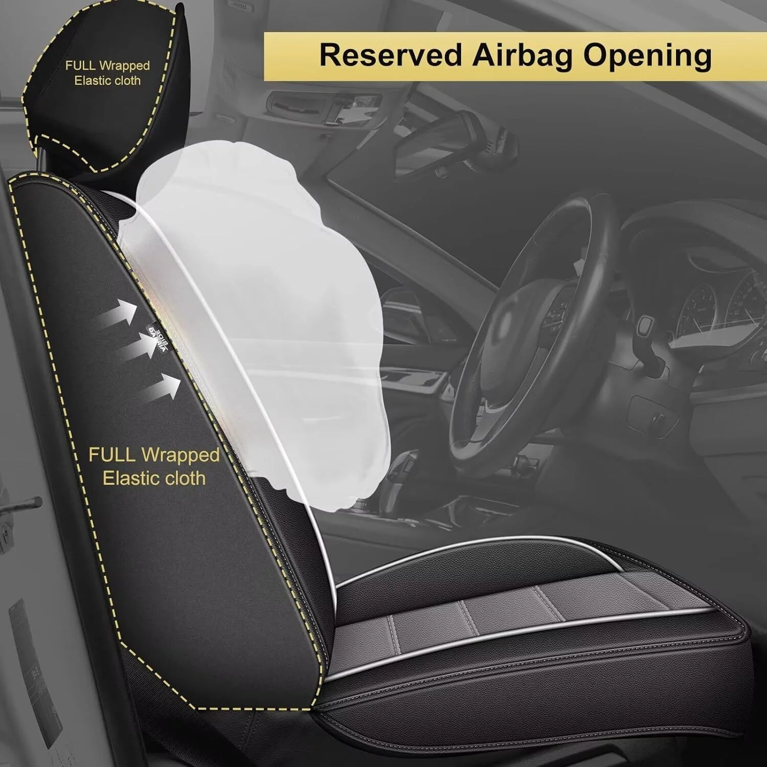 AOMSAZTO Fit Subaru Legacy 1995-2024 Car Seat Cover 5-seat Faux Leather Full Set Compatible Airbag