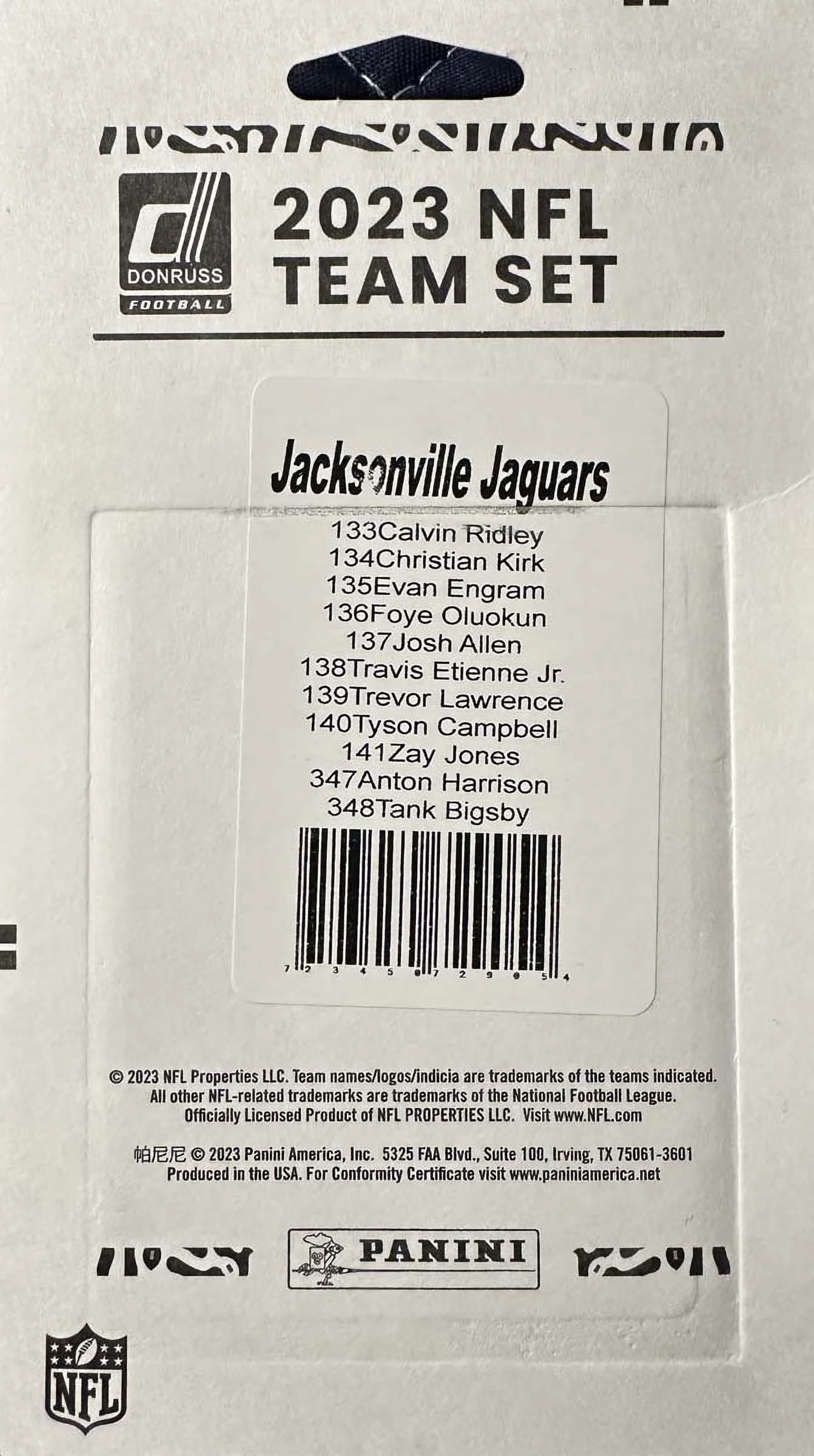 2023 Donruss Jacksonville Jaguars NFL Team Collection Hanger Set