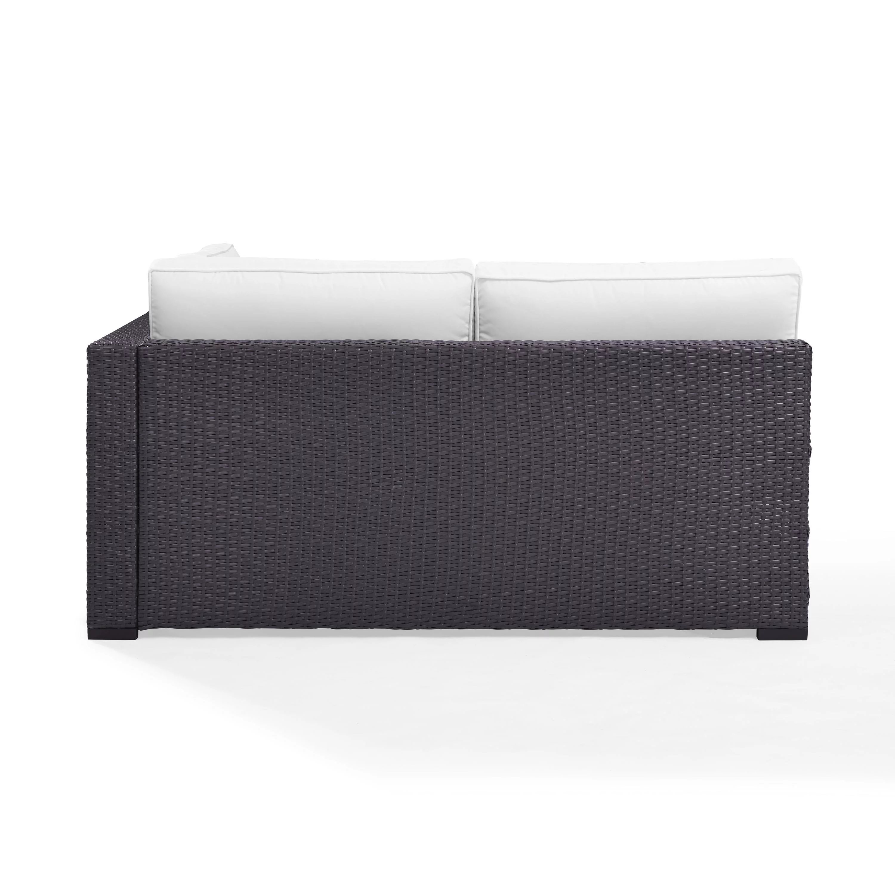 Crosley Furniture Biscayne Wicker / Rattan Patio Loveseat in Brown and White