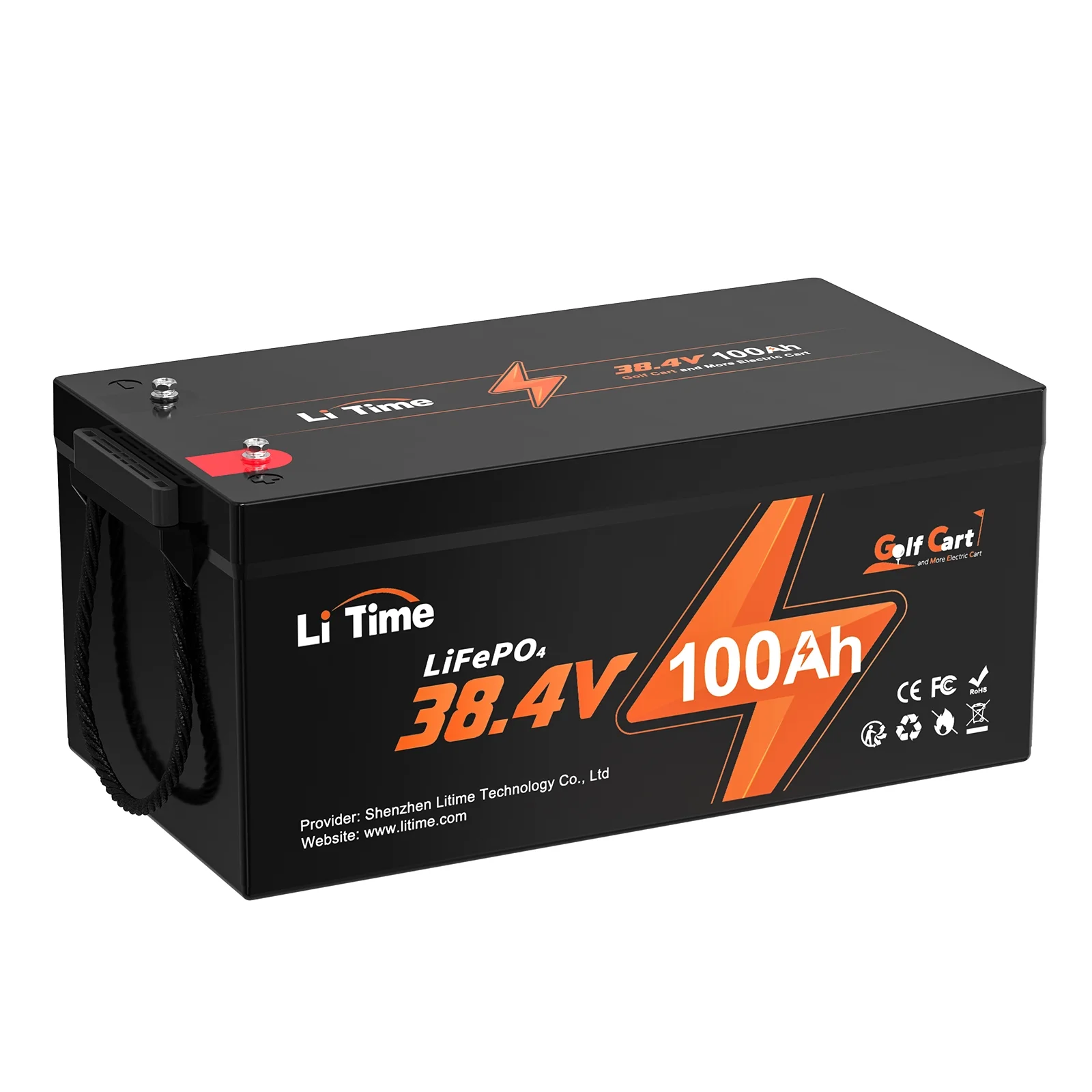 LiTime 36V 100Ah Golf Cart LiFePO4 Lithium GC2 Battery, Built-in 200A BMS, Max. 15000 Deep Cycle, Max. Power 7.68kW and Support 2C Discharge, Perfect for Golf Cart, RV, Trolling Motor, Lawn Mower