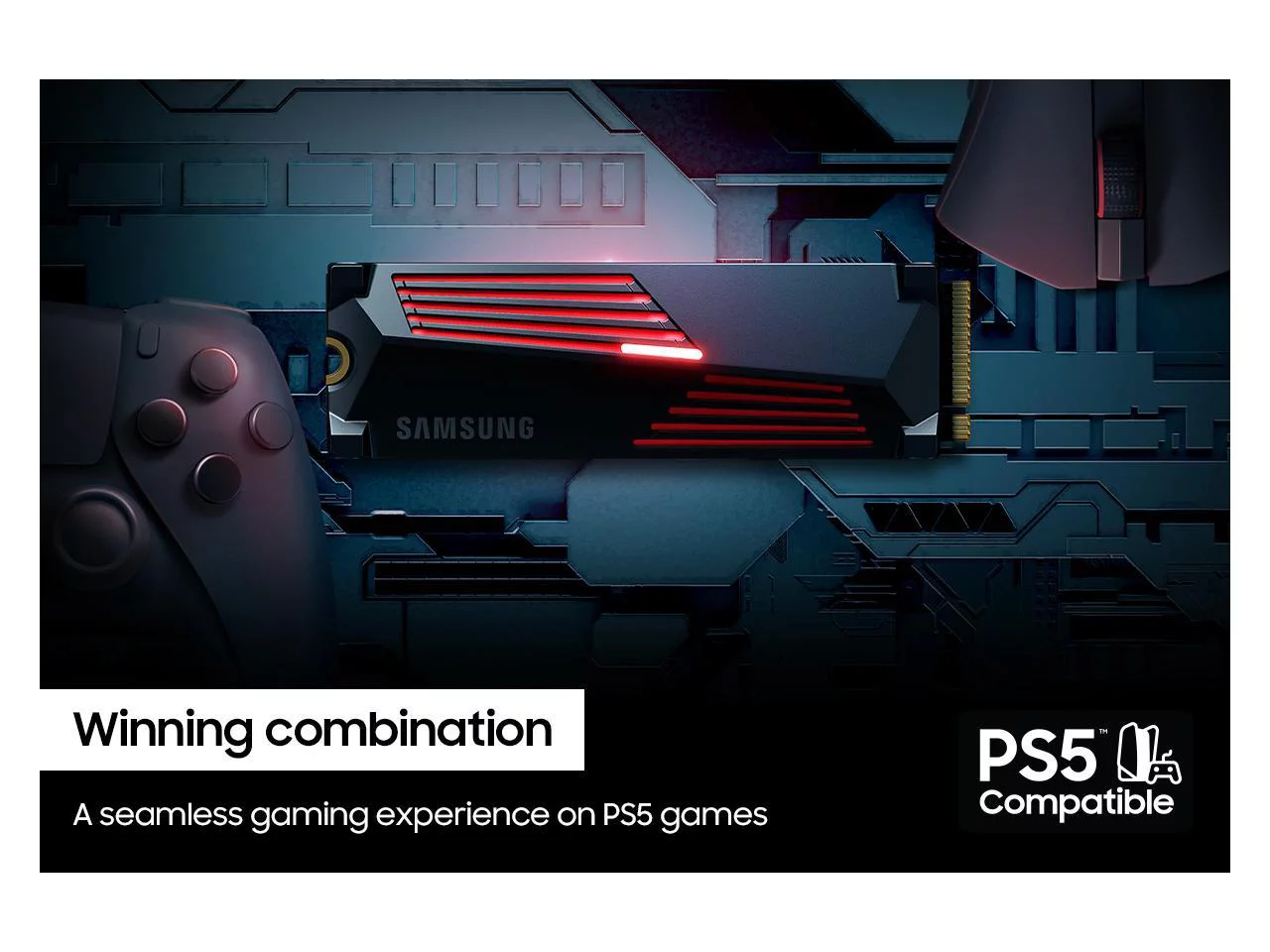 SAMSUNG SSD 990 PRO with Heatsink 2TB, Internal PCIe 4.0, Compatible with PlayStation 5 (MZ-V9P2T0GW)
