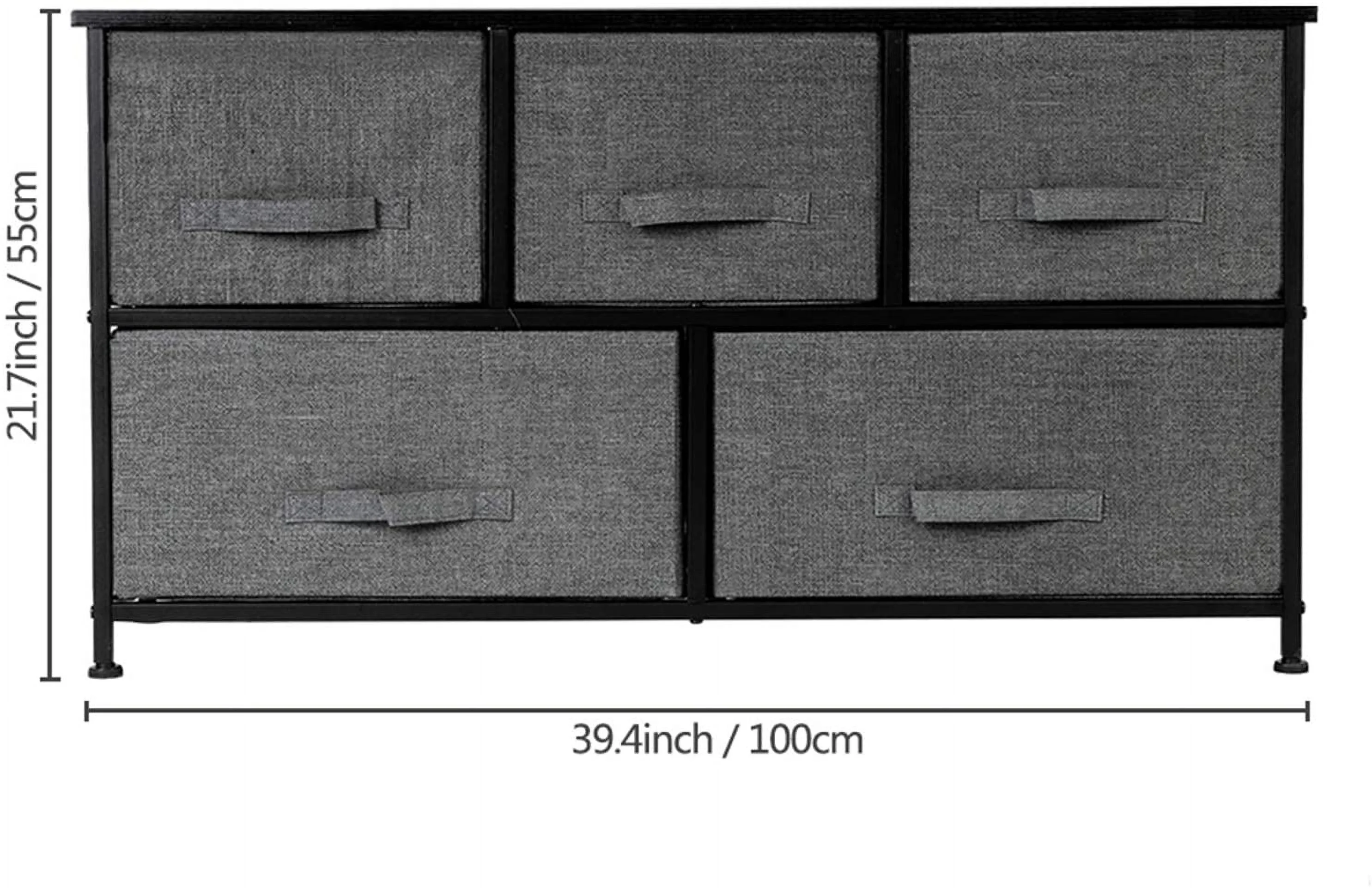JDZHAPPYLIFE Gray Drawer Dresser  Fabric  Tower for Bedroom  Hallway  Nursery  Closet  Chest Organizer Unit for  Bedroom with Fabric Bins  Dresser  Chest 39.4" L x 11.4" W x 21.7&