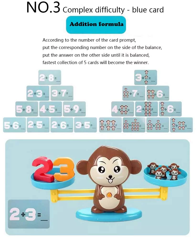 Monkey Balance Math Game Fun Learning, Educational Toy Gift for Children & Kids Ages 3+ (65-Piece Set) Christamas Gift