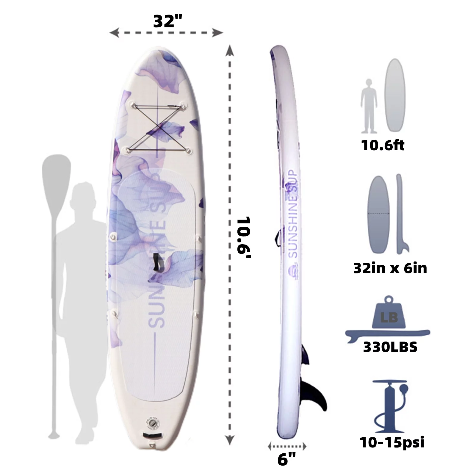 AISUNSS Inflatable Stand up Paddle Board 10.6Ft Isup with Premium SUP Accessories