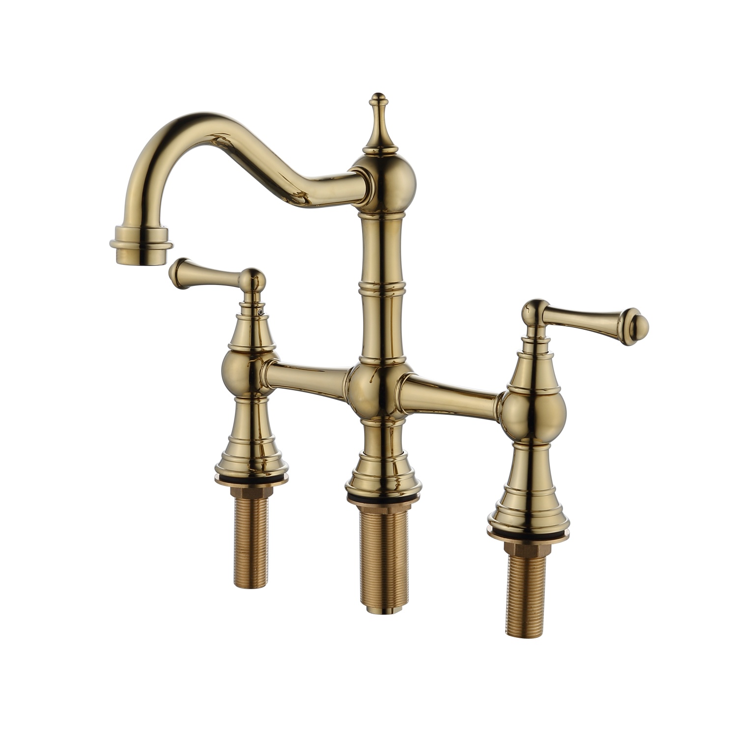 YLtoohoom Bridge Dual Handles Kitchen Faucet With Pull-Out Side Spray in