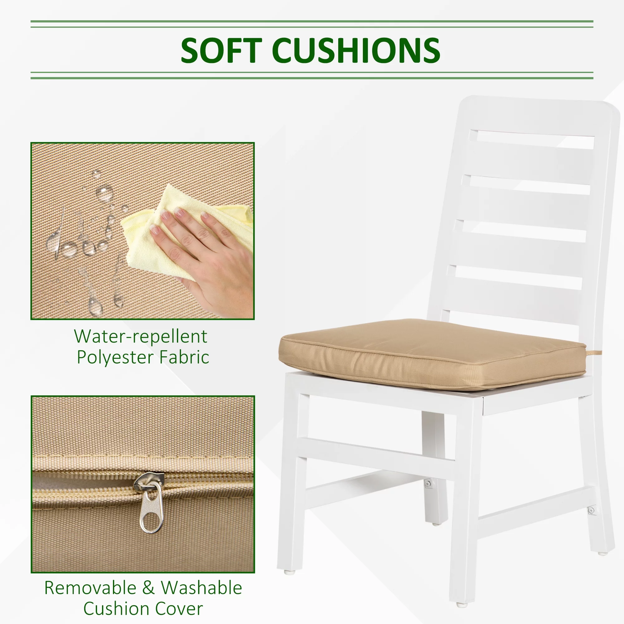 Outsunny 7 Piece Patio Dining Set with Cushions, Beige